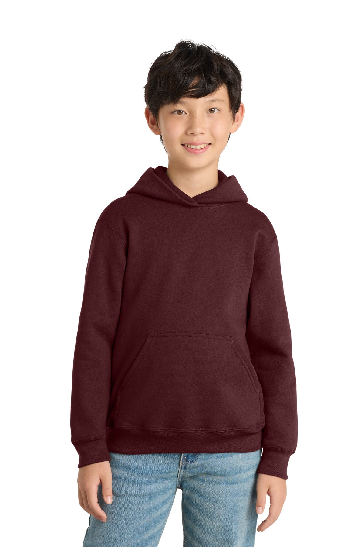 Custom Maroon Youth Core Fleece Hoodie PC78YH, personalized by SanCanDo Swag in Argyle, TX