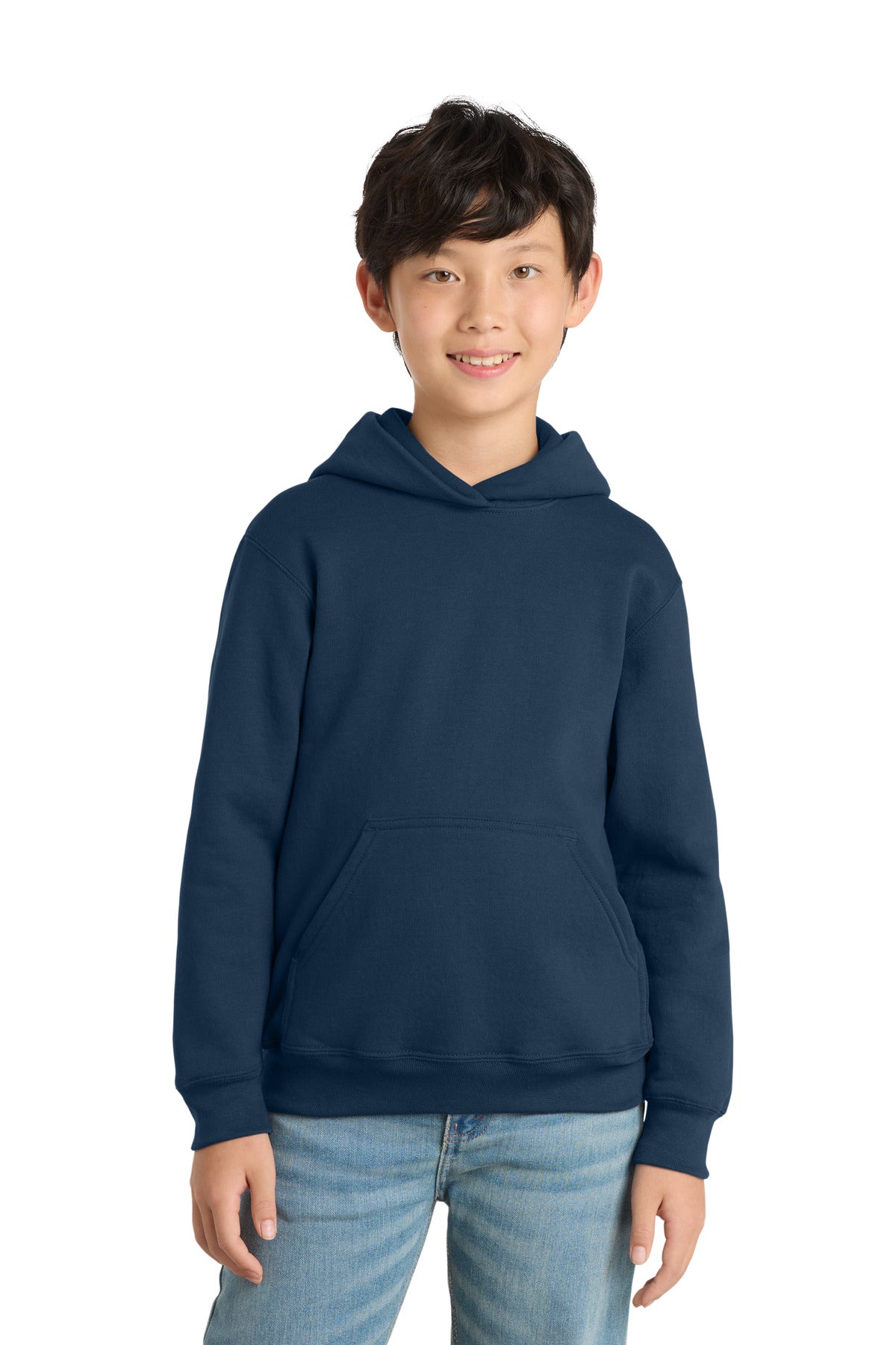 Custom Navy Youth Core Fleece Hoodie PC78YH, personalized by SanCanDo Swag in Argyle, TX