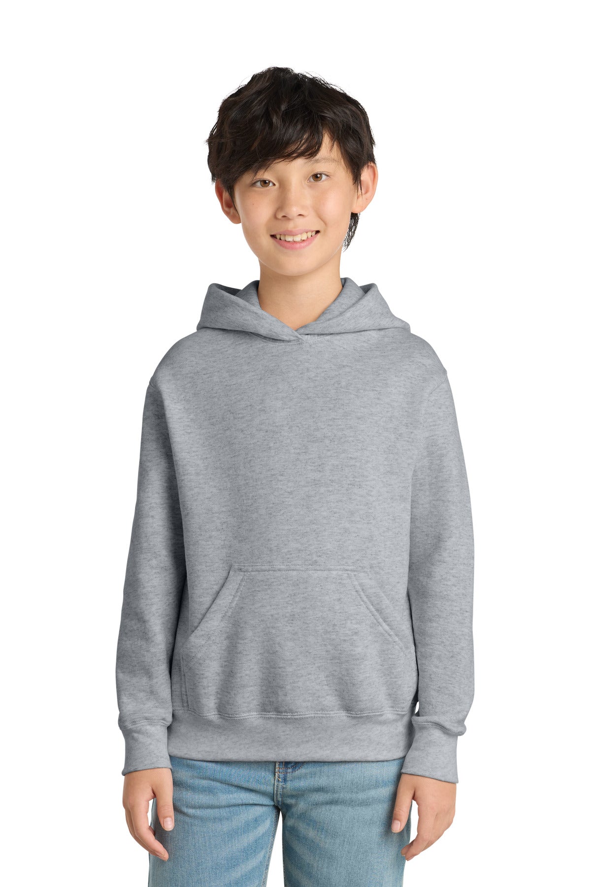 Custom Athletic Heather Youth Core Fleece Hoodie PC78YH, personalized by SanCanDo Swag in Argyle, TX