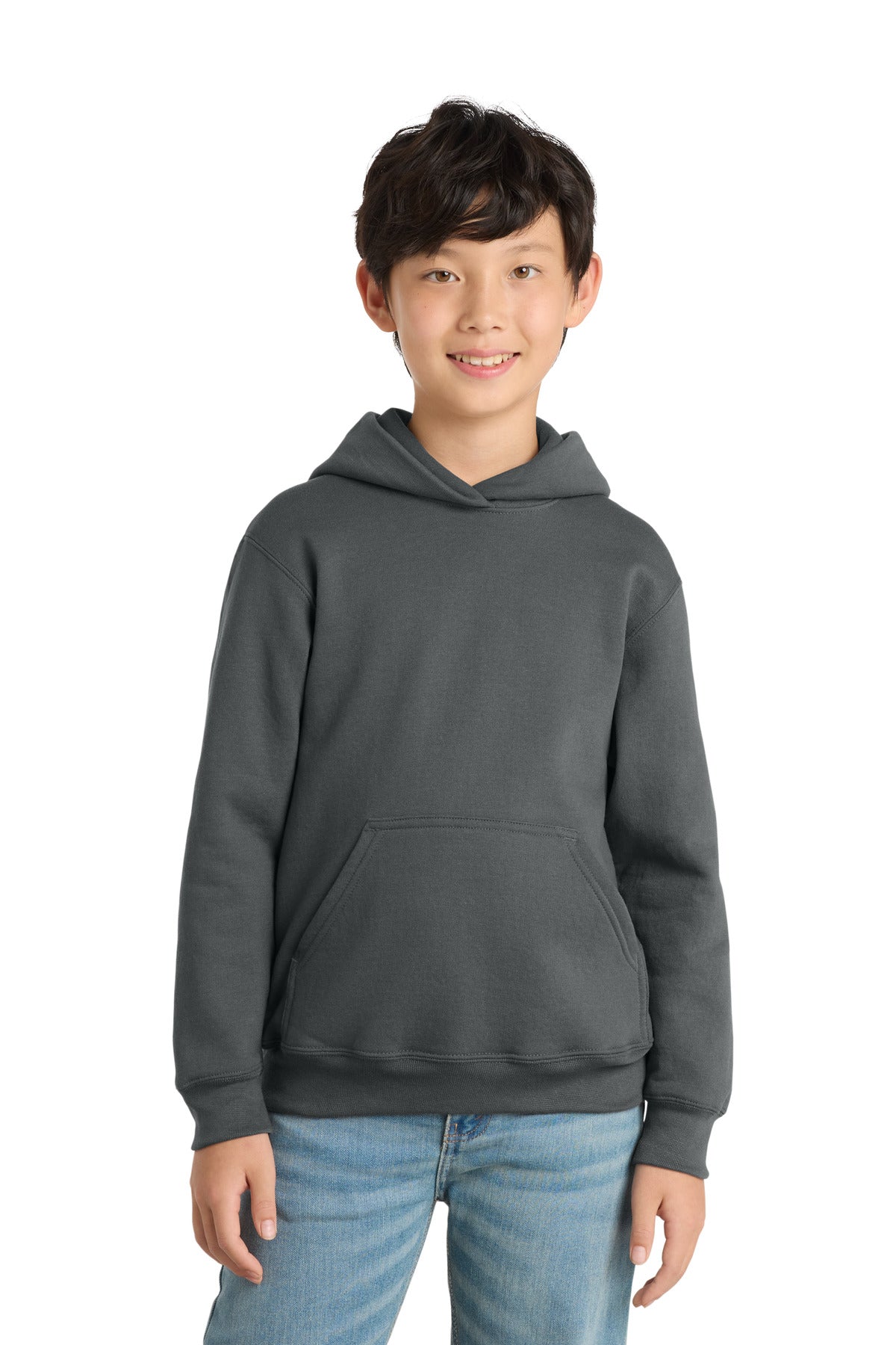 Custom Charcoal Youth Core Fleece Hoodie PC78YH, personalized by SanCanDo Swag in Argyle, TX