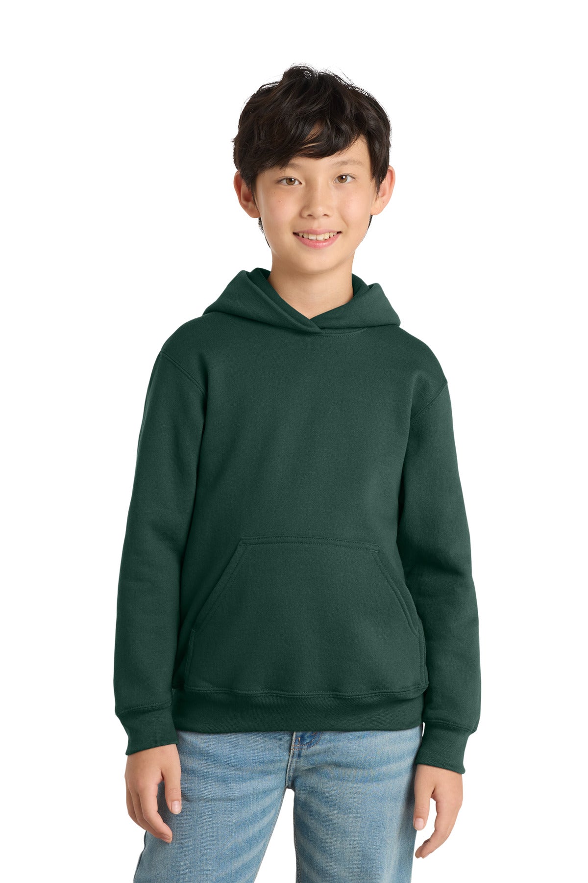 Custom Dark Green Youth Core Fleece Hoodie PC78YH, personalized by SanCanDo Swag in Argyle, TX