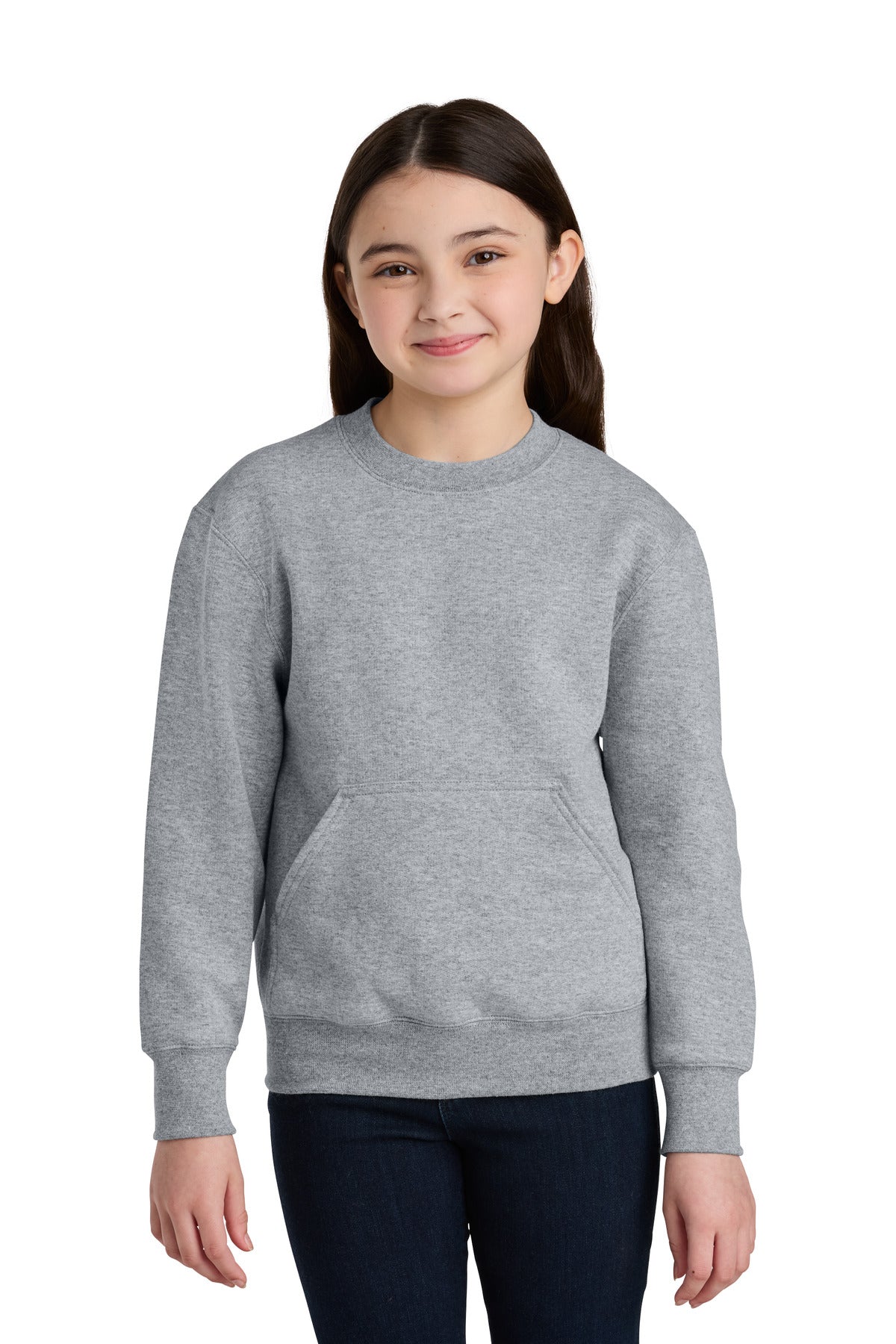 Custom Athletic Heather Core Fleece Crewneck Pocket Sweatshirt PC78YPKT, personalized by SanCanDo Swag in Argyle, TX