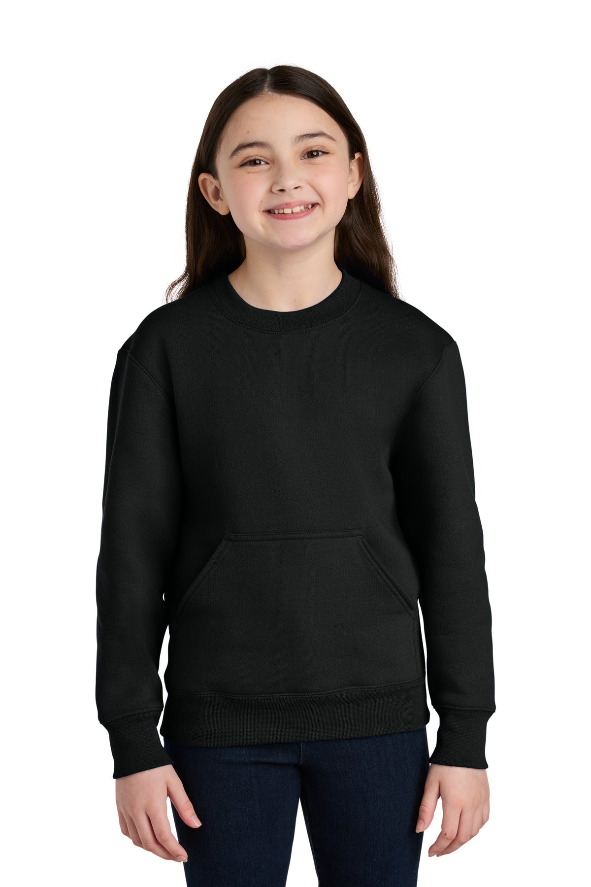 Custom Jet Black Core Fleece Crewneck Pocket Sweatshirt PC78YPKT, personalized by SanCanDo Swag in Argyle, TX