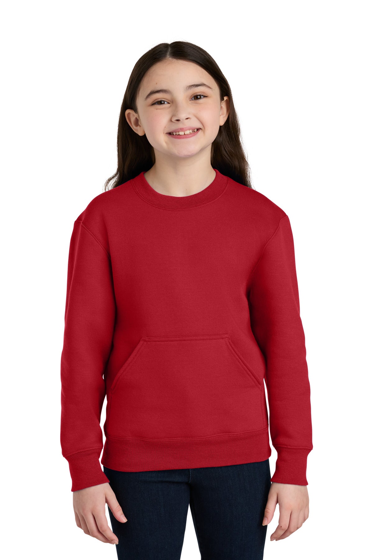 Custom Red Core Fleece Crewneck Pocket Sweatshirt PC78YPKT, personalized by SanCanDo Swag in Argyle, TX