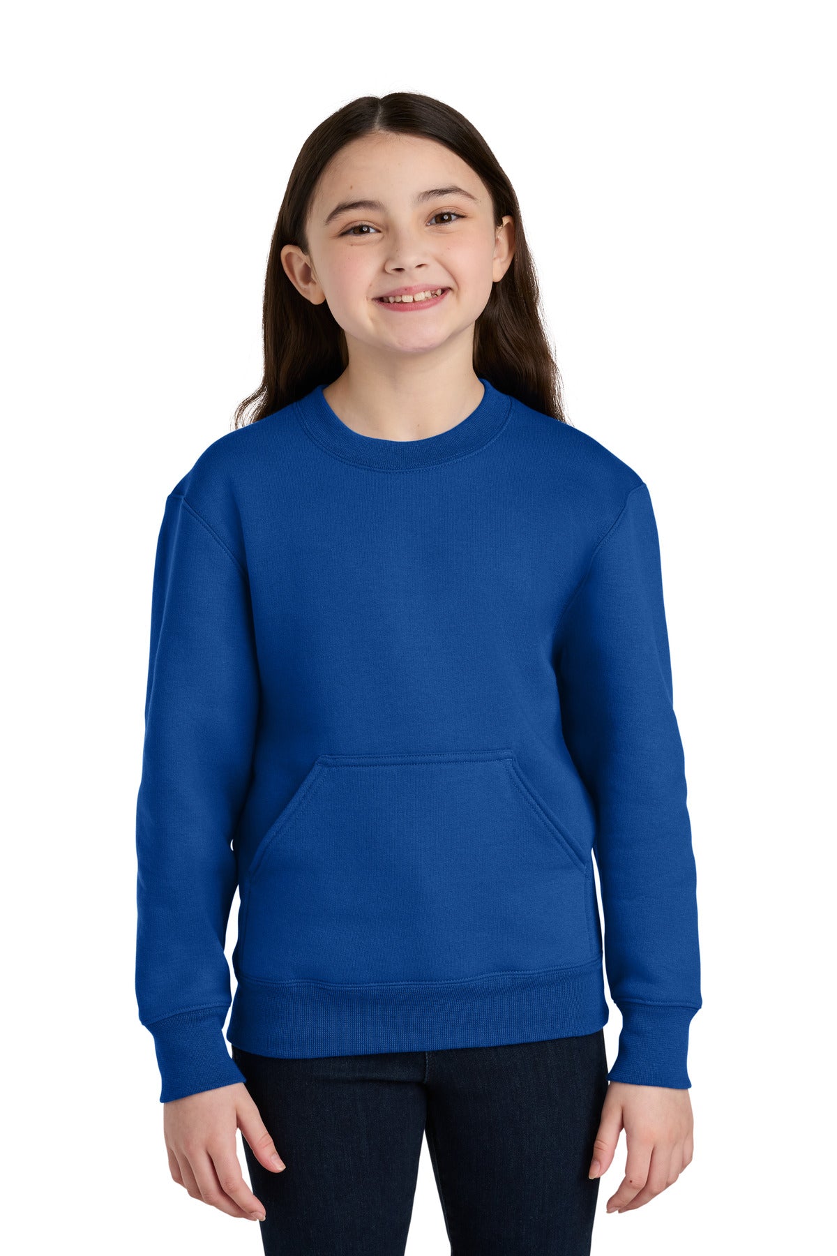 Custom True Royal Core Fleece Crewneck Pocket Sweatshirt PC78YPKT, personalized by SanCanDo Swag in Argyle, TX