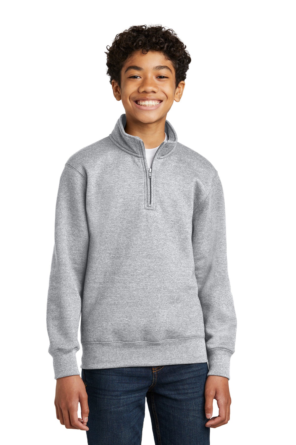 Custom Athletic Heather Core Fleece 1/4-Zip Pullover Sweatshirt PC78YQ, personalized by SanCanDo Swag in Argyle, TX