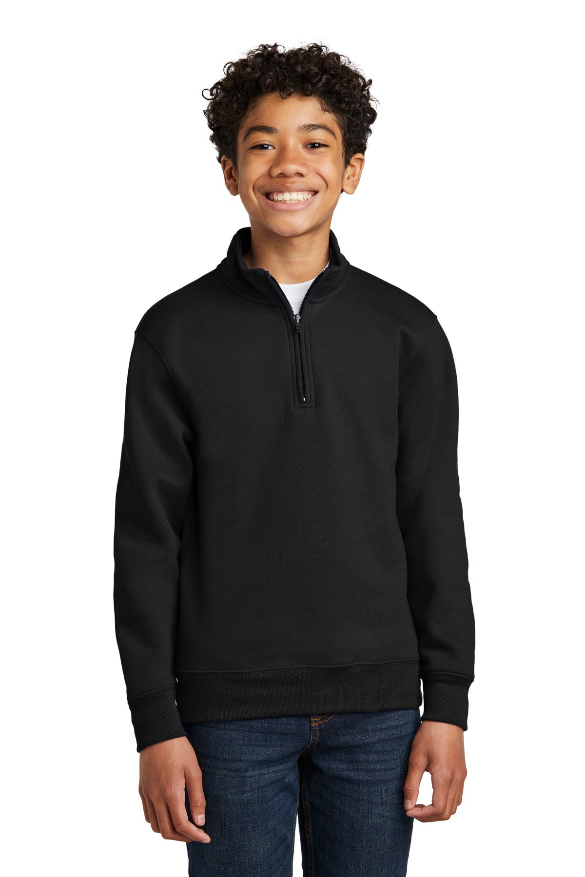 Custom Jet Black Core Fleece 1/4-Zip Pullover Sweatshirt PC78YQ, personalized by SanCanDo Swag in Argyle, TX