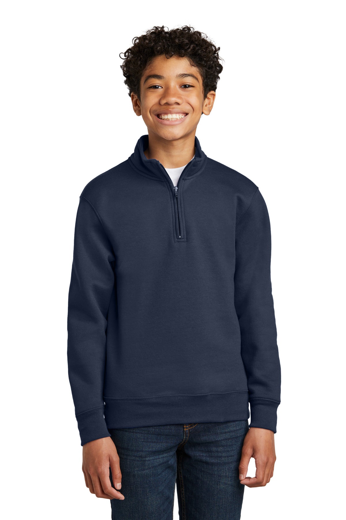 Custom Navy Core Fleece 1/4-Zip Pullover Sweatshirt PC78YQ, personalized by SanCanDo Swag in Argyle, TX