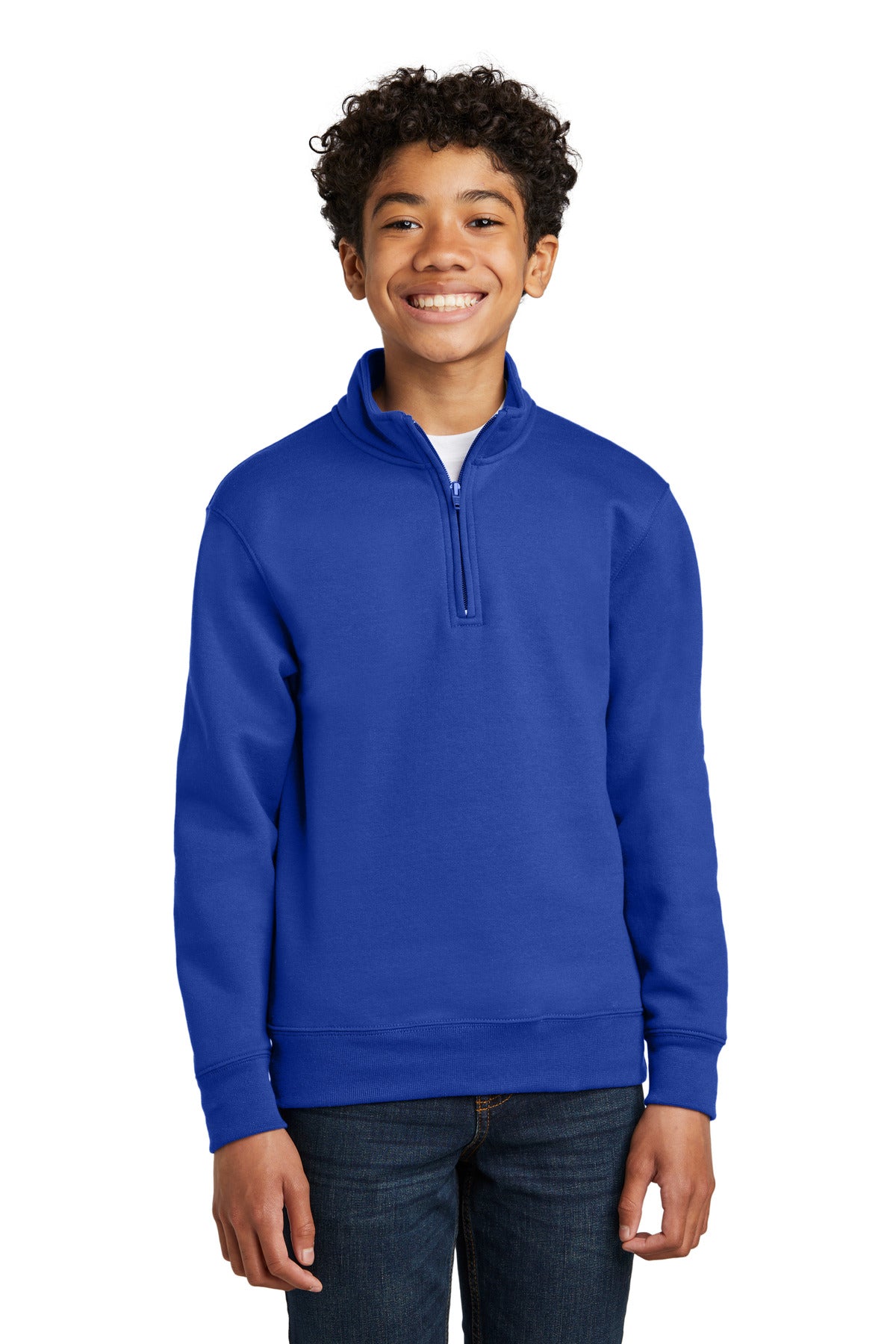 Custom True Royal Core Fleece 1/4-Zip Pullover Sweatshirt PC78YQ, personalized by SanCanDo Swag in Argyle, TX