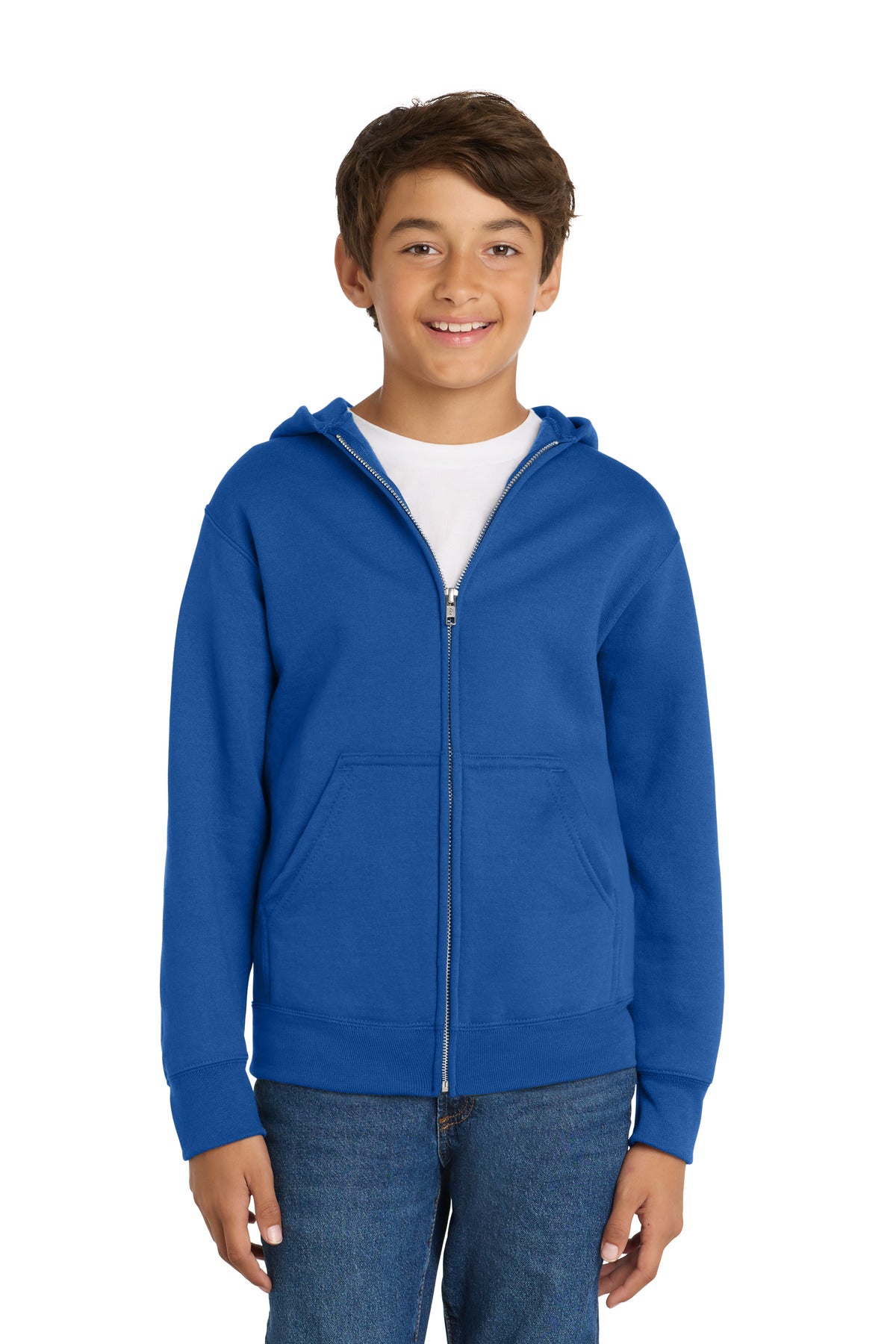 Custom Royal Youth Core Fleece Full-Zip Hoodie PC78YZH, personalized by SanCanDo Swag in Argyle, TX