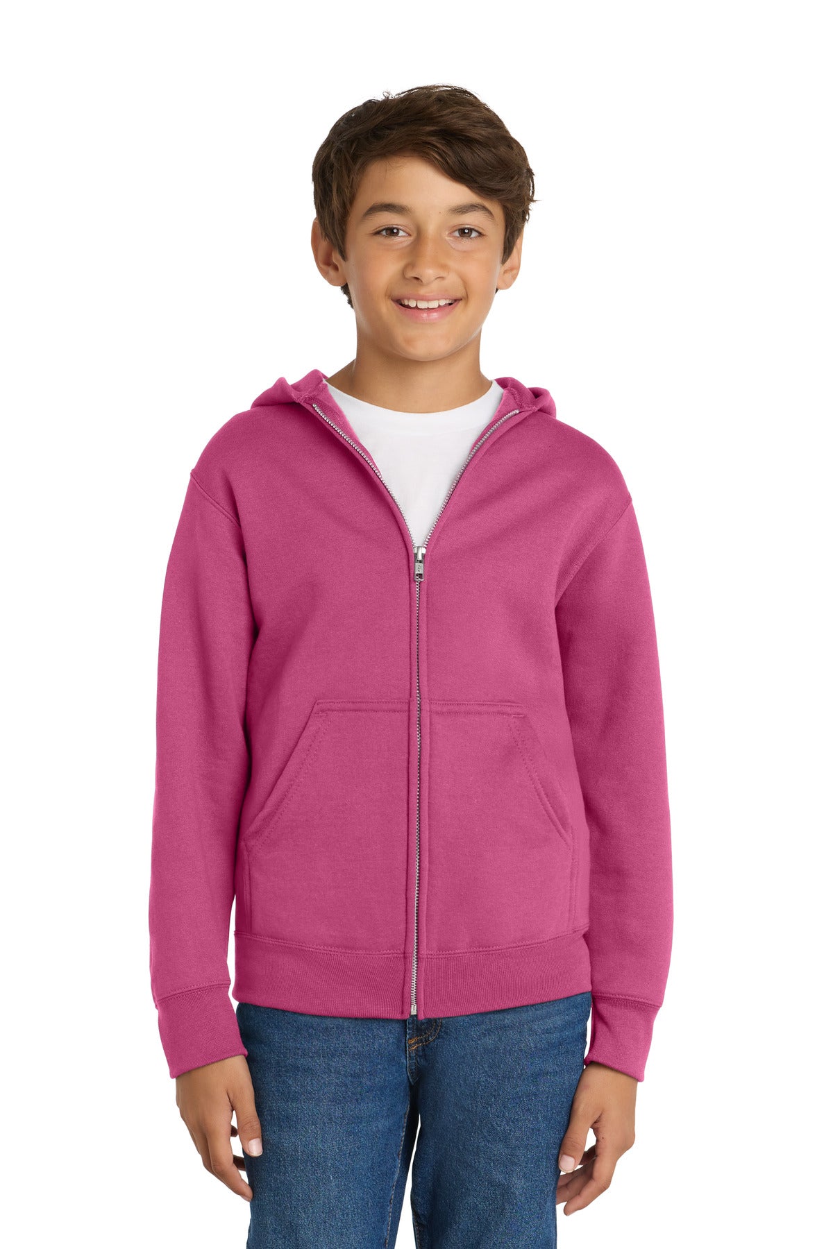 Custom Sangria Youth Core Fleece Full-Zip Hoodie PC78YZH, personalized by SanCanDo Swag in Argyle, TX