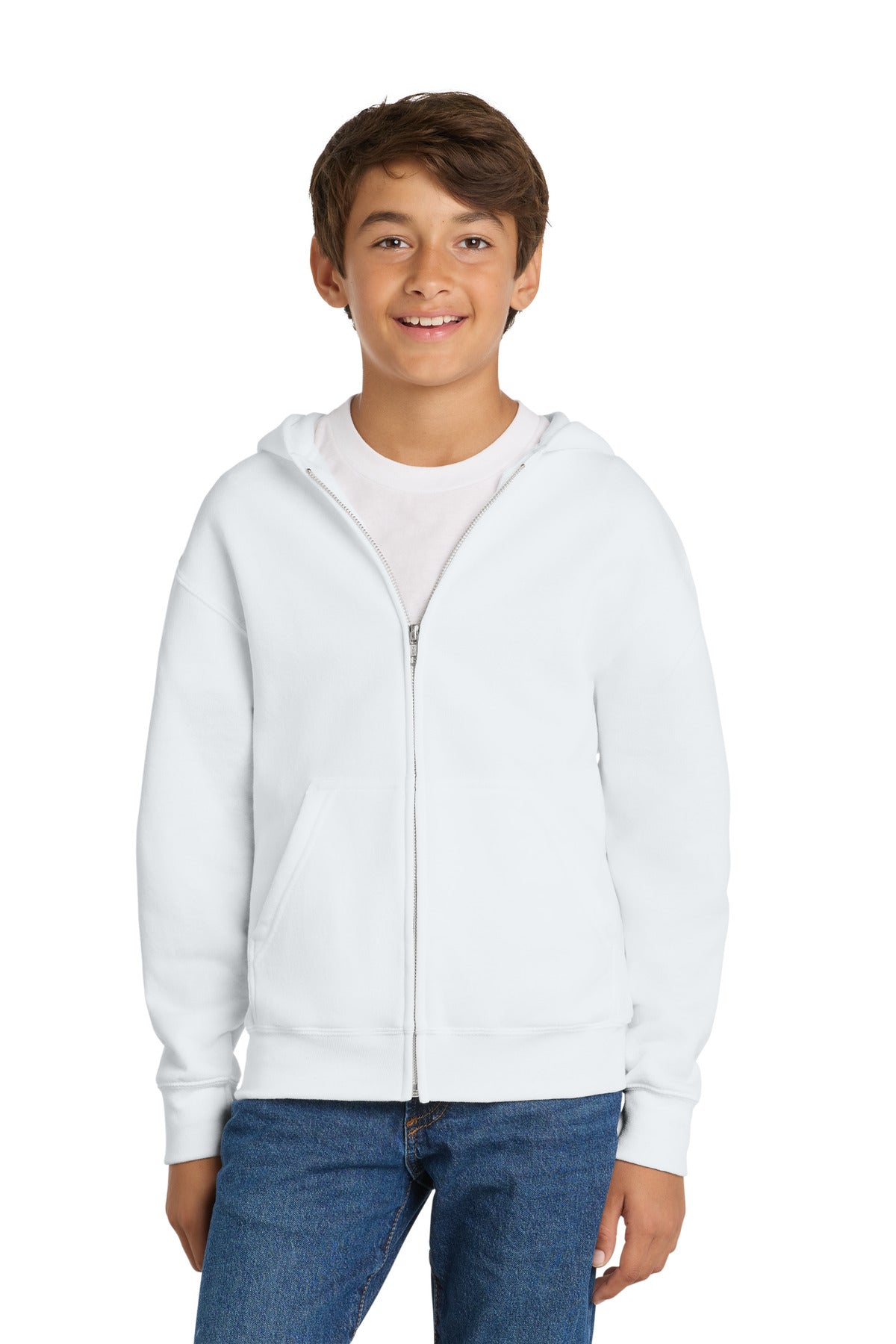 Custom White Youth Core Fleece Full-Zip Hoodie PC78YZH, personalized by SanCanDo Swag in Argyle, TX