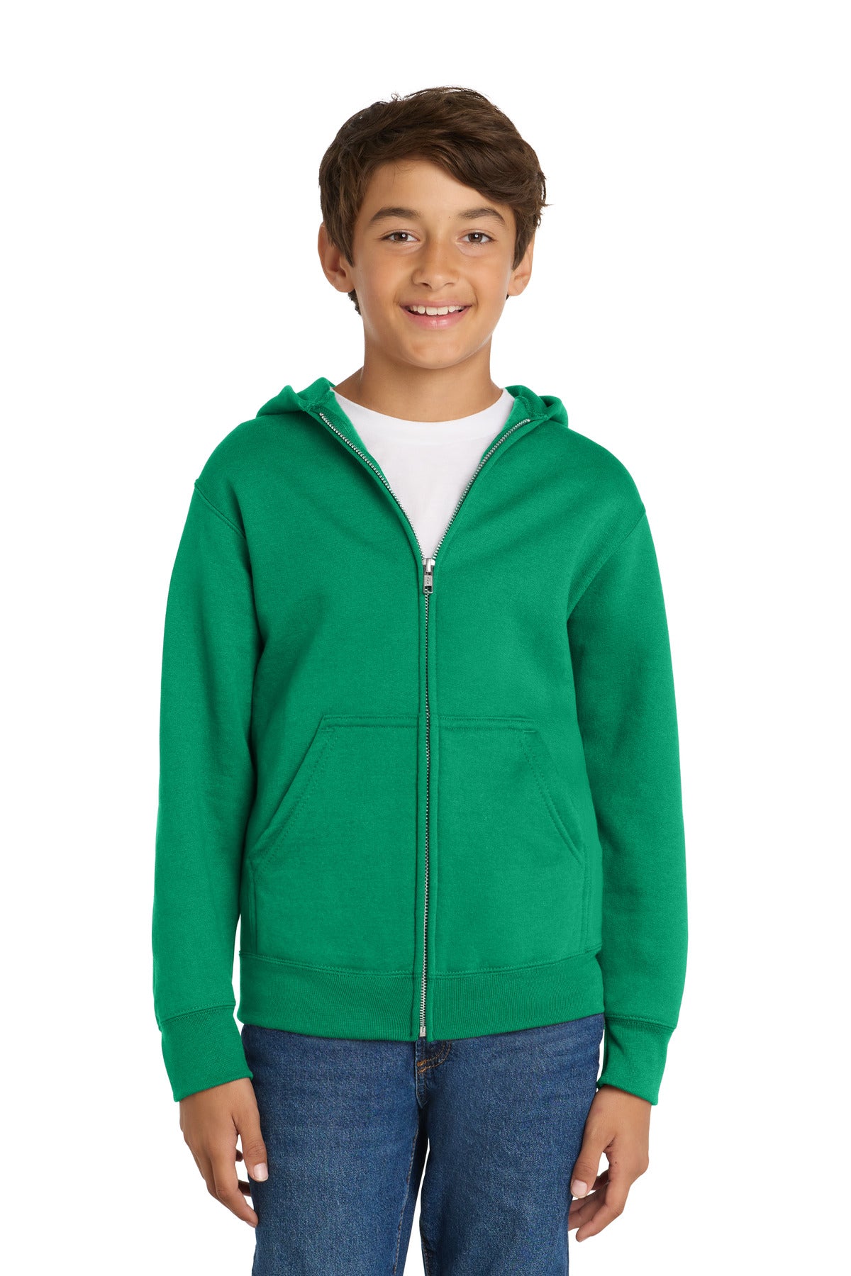 Custom Kelly Youth Core Fleece Full-Zip Hoodie PC78YZH, personalized by SanCanDo Swag in Argyle, TX