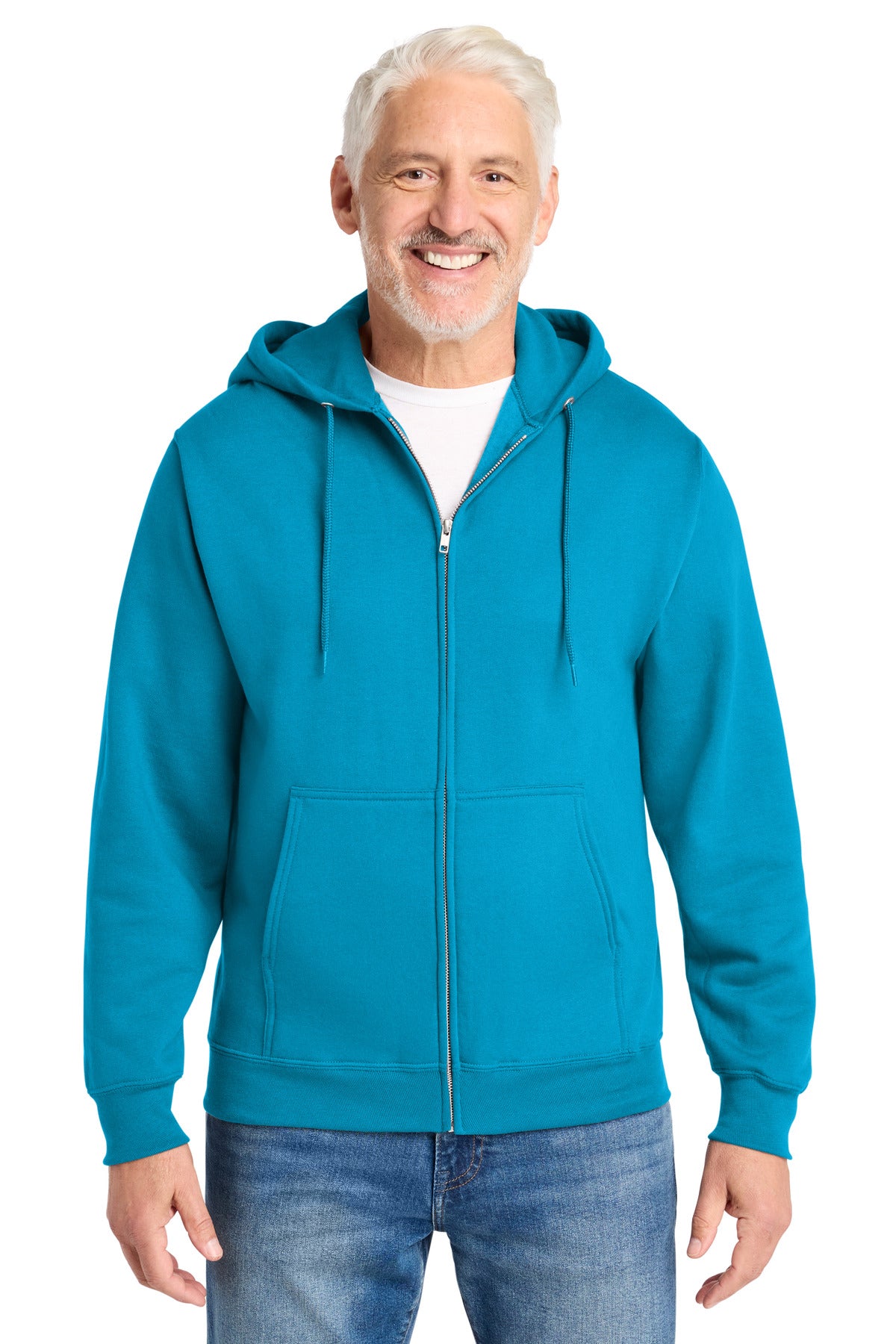Custom Neon Blue Core Fleece Full-Zip Hoodie PC78ZH, personalized by SanCanDo Swag in Argyle, TX