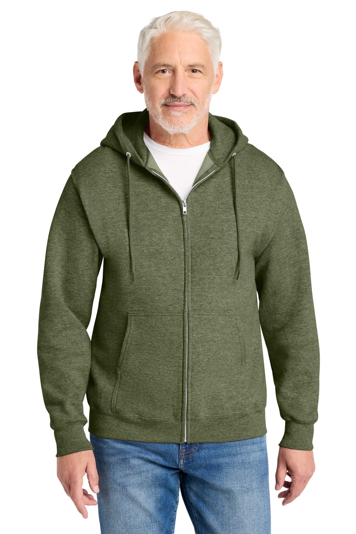 Custom Olive Drab Green Heather Core Fleece Full-Zip Hoodie PC78ZH, personalized by SanCanDo Swag in Argyle, TX