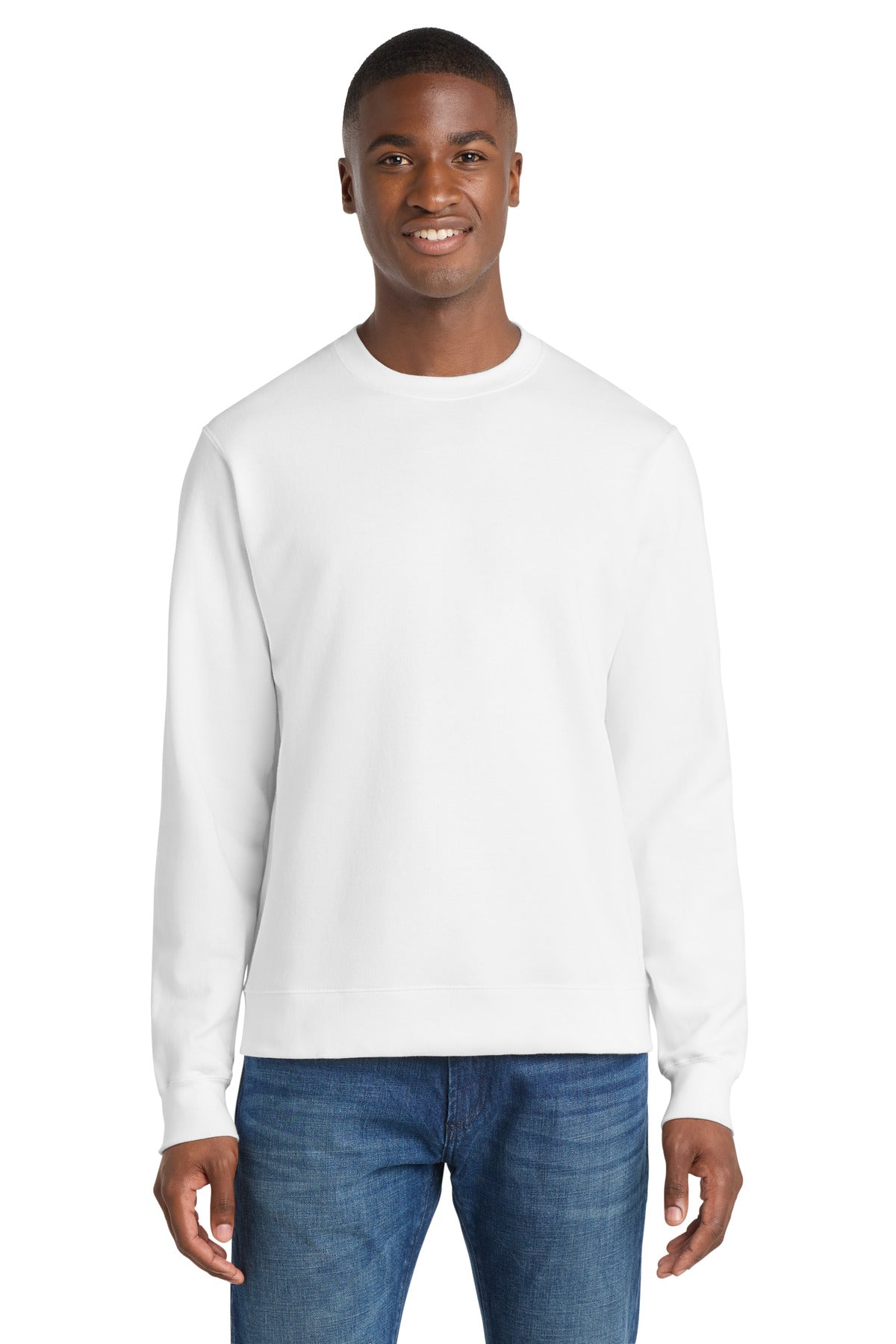 Custom White Fan Favorite Fleece Crewneck PC850, personalized by SanCanDo Swag in Argyle, TX
