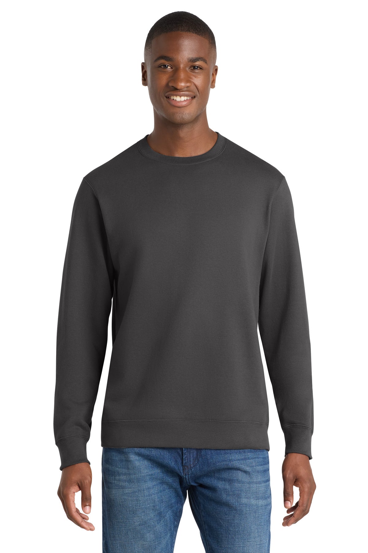 Custom Charcoal Fan Favorite Fleece Crewneck PC850, personalized by SanCanDo Swag in Argyle, TX