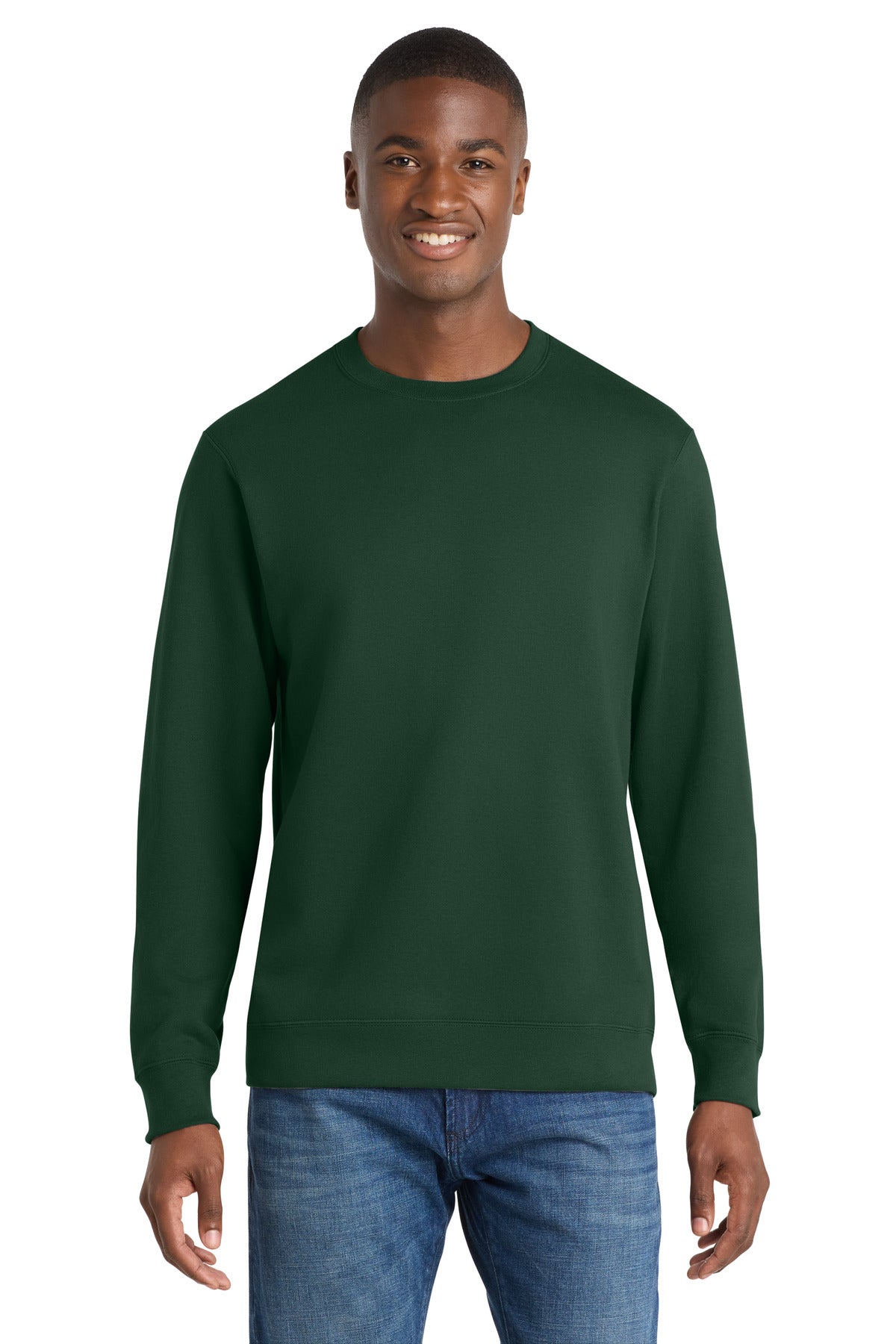 Custom Forest Green Fan Favorite Fleece Crewneck PC850, personalized by SanCanDo Swag in Argyle, TX