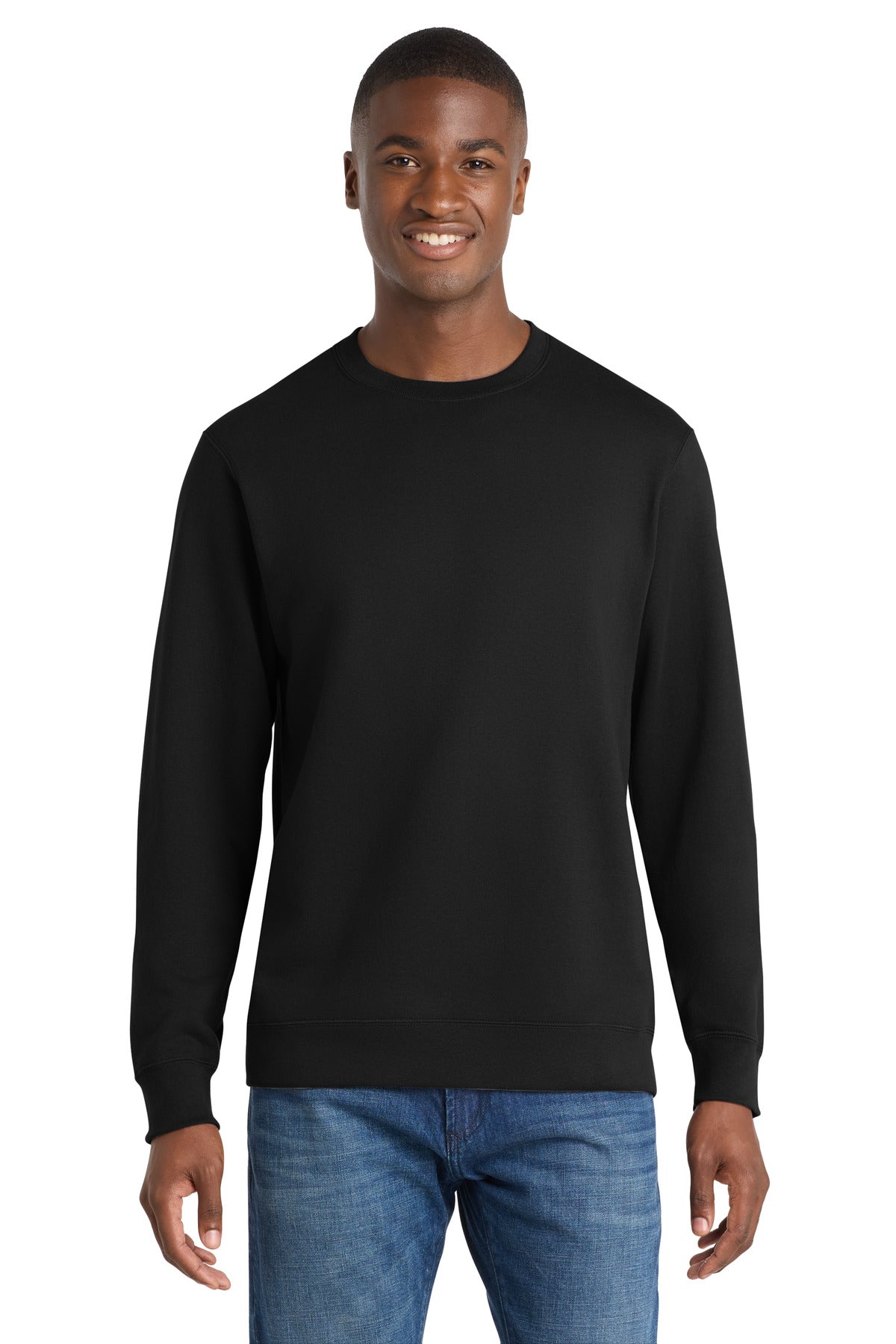 Custom Jet Black Fan Favorite Fleece Crewneck PC850, personalized by SanCanDo Swag in Argyle, TX