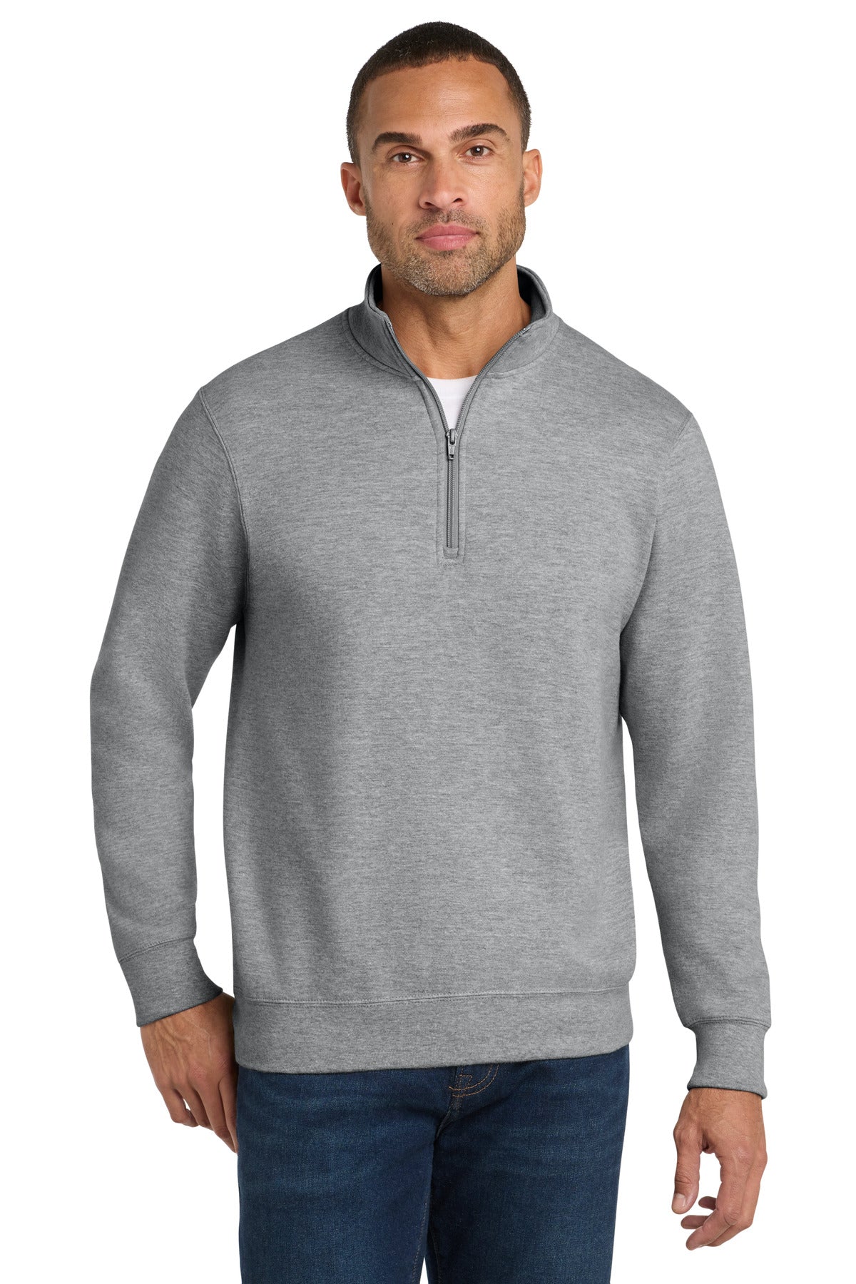 Custom Athletic Heather Fleece 1/4-Zip Pullover Sweatshirt PC850Q, personalized by SanCanDo Swag in Argyle, TX