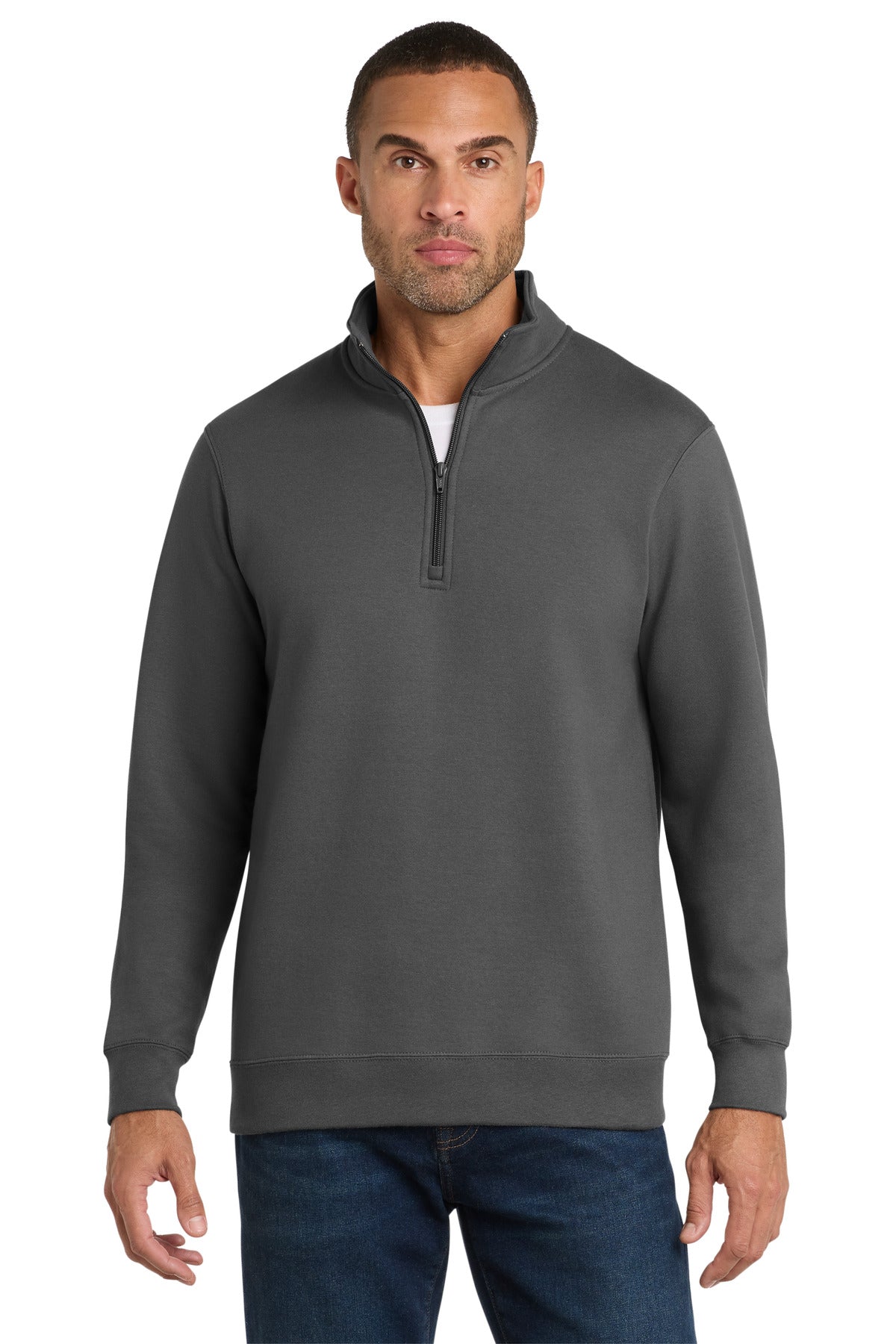 Custom Charcoal Fleece 1/4-Zip Pullover Sweatshirt PC850Q, personalized by SanCanDo Swag in Argyle, TX