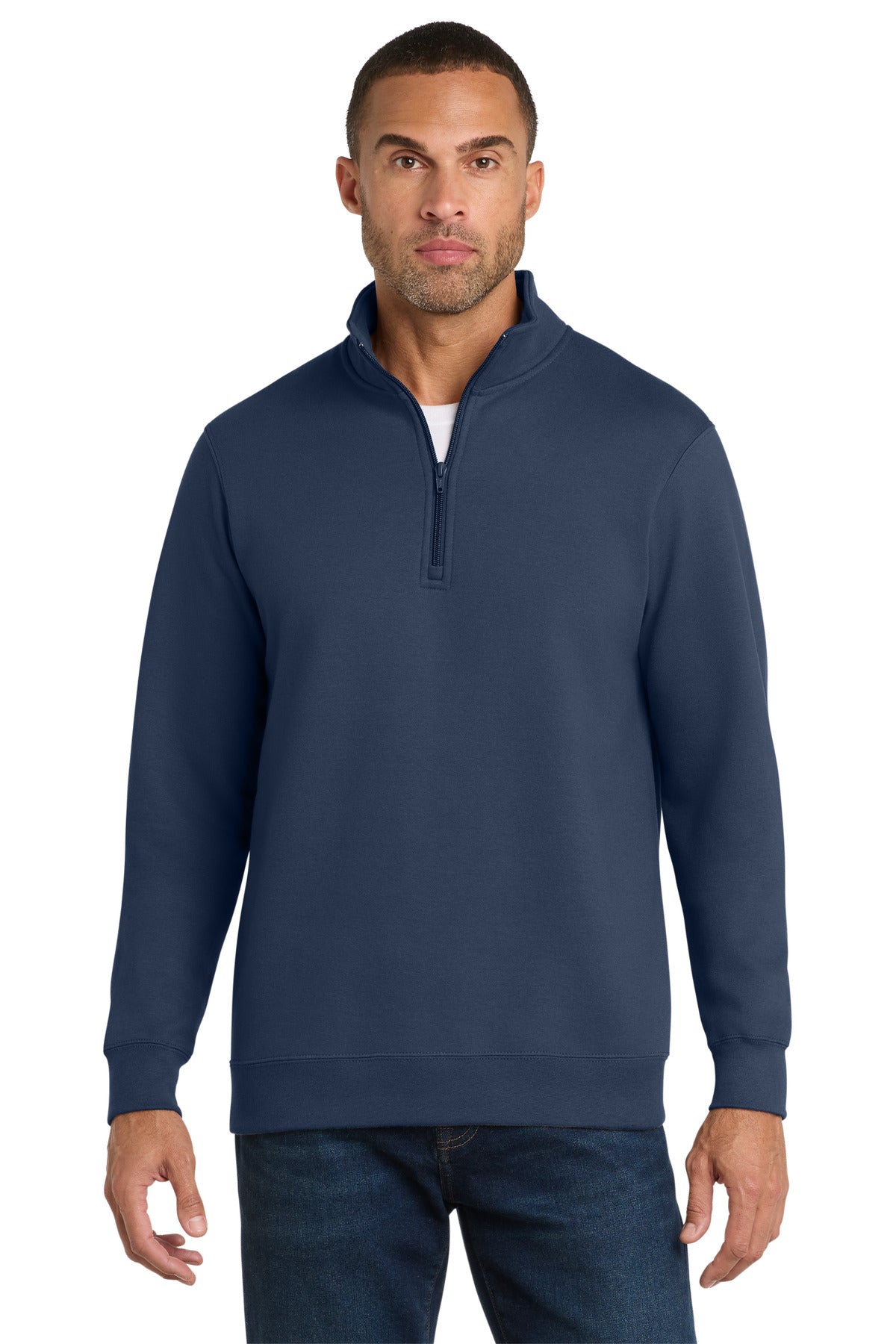 Custom Team Navy Fleece 1/4-Zip Pullover Sweatshirt PC850Q, personalized by SanCanDo Swag in Argyle, TX