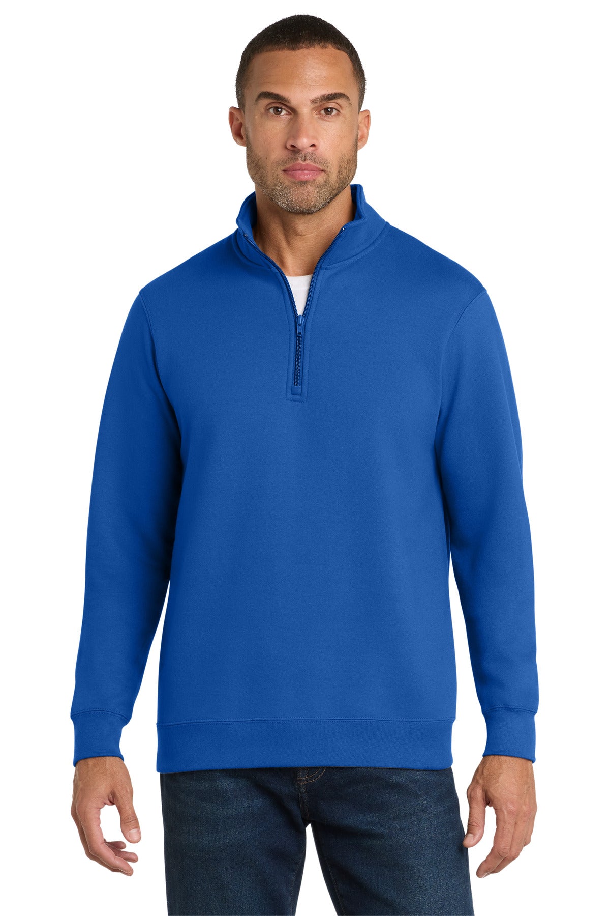 Custom True Royal Fleece 1/4-Zip Pullover Sweatshirt PC850Q, personalized by SanCanDo Swag in Argyle, TX