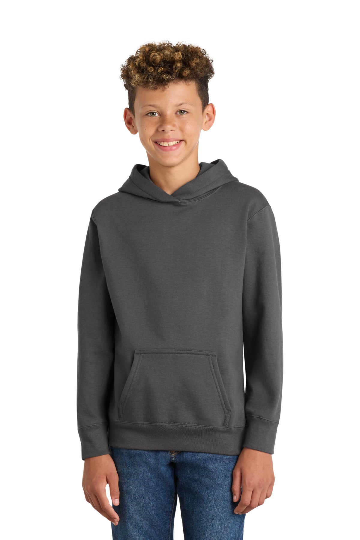 Custom Charcoal Youth Fan Favorite Fleece Hoodie PC850YH, personalized by SanCanDo Swag in Argyle, TX