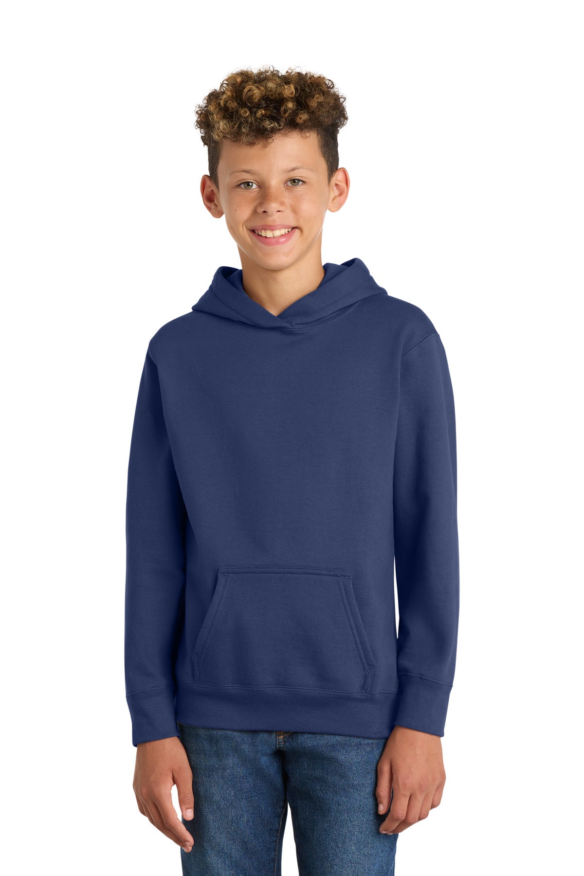 Custom Team Navy Youth Fan Favorite Fleece Hoodie PC850YH, personalized by SanCanDo Swag in Argyle, TX