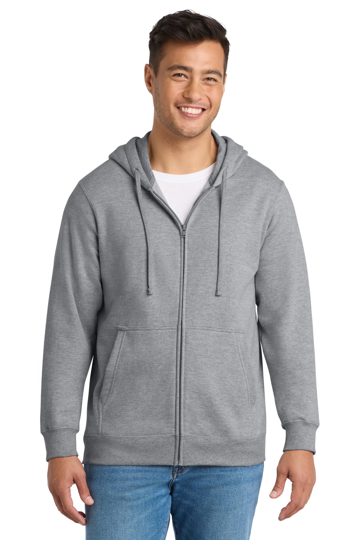 Custom Athletic Heather Fan Favorite Fleece Full-Zip Hoodie PC850ZH, personalized by SanCanDo Swag in Argyle, TX