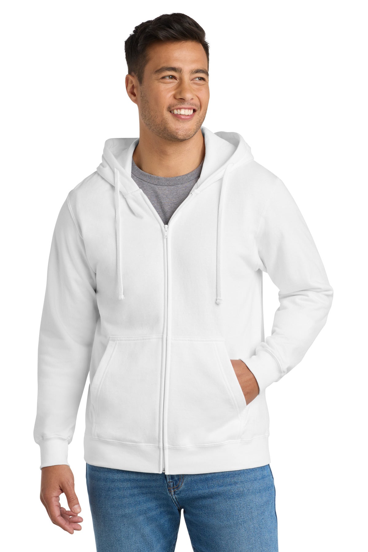 Custom White Fan Favorite Fleece Full-Zip Hoodie PC850ZH, personalized by SanCanDo Swag in Argyle, TX