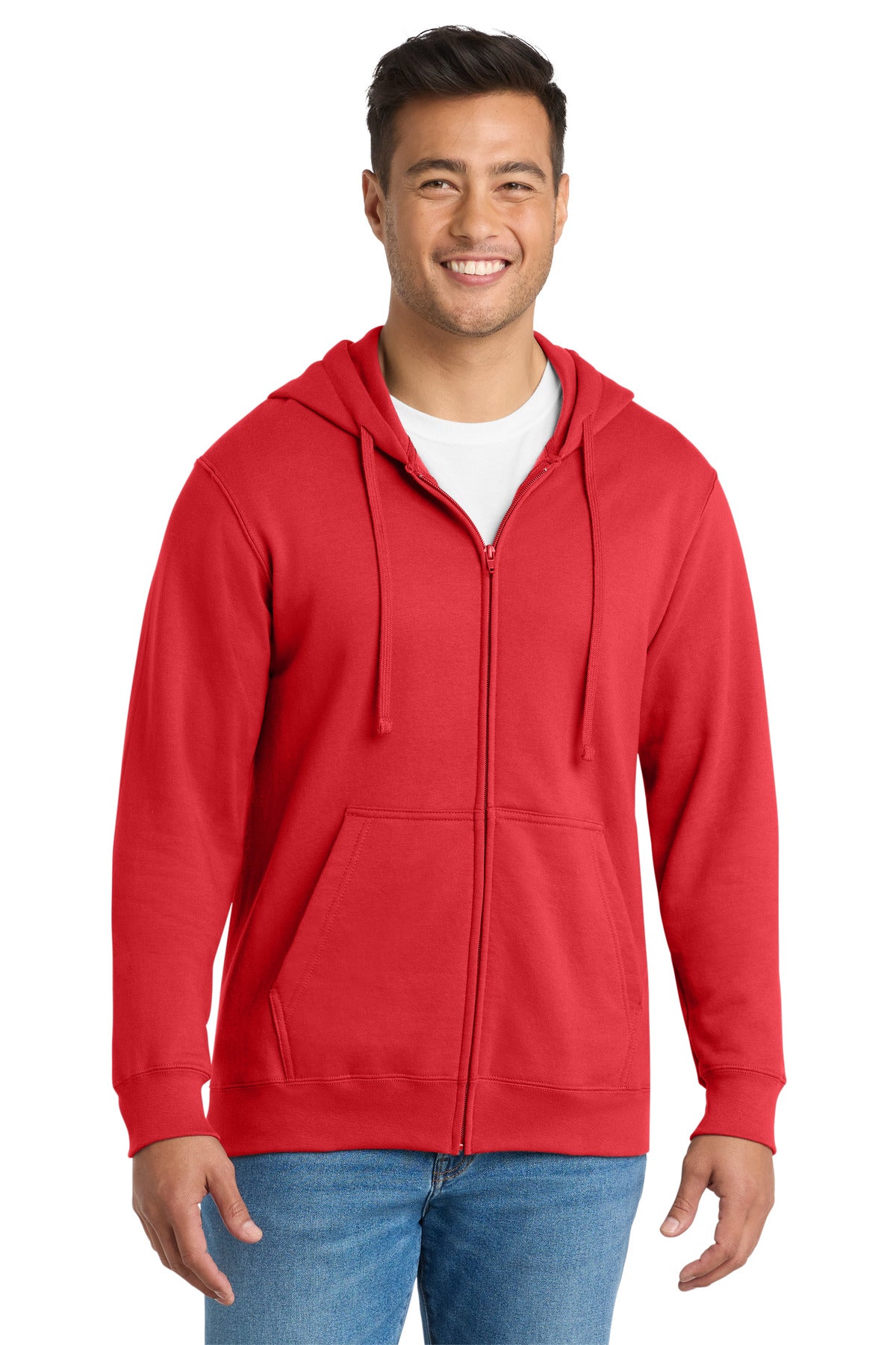 Custom Bright Red Fan Favorite Fleece Full-Zip Hoodie PC850ZH, personalized by SanCanDo Swag in Argyle, TX