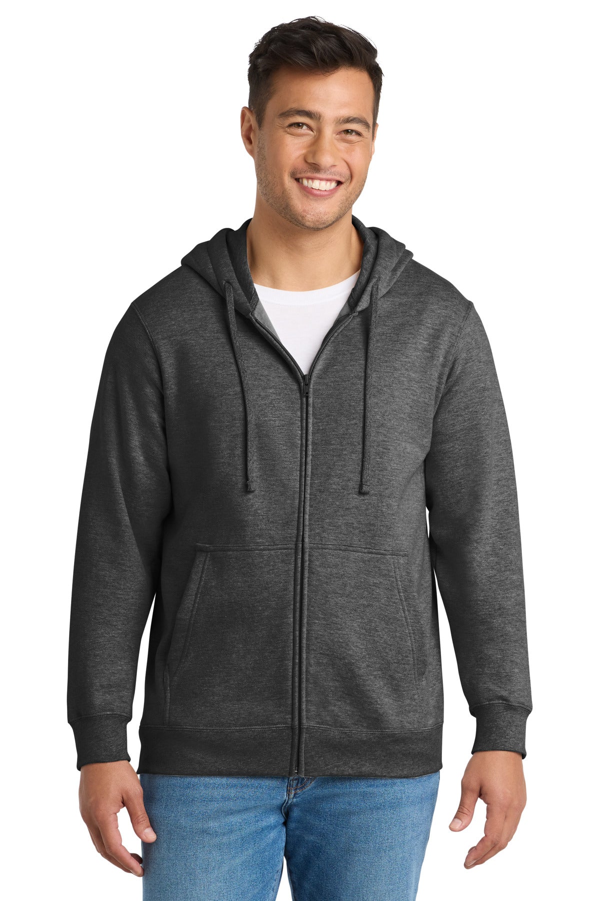 Custom Dark Heather Grey Fan Favorite Fleece Full-Zip Hoodie PC850ZH, personalized by SanCanDo Swag in Argyle, TX