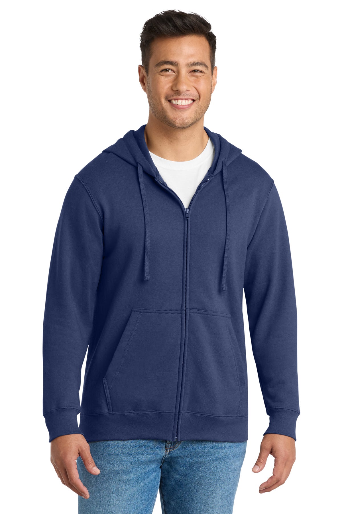 Custom Team Navy Fan Favorite Fleece Full-Zip Hoodie PC850ZH, personalized by SanCanDo Swag in Argyle, TX