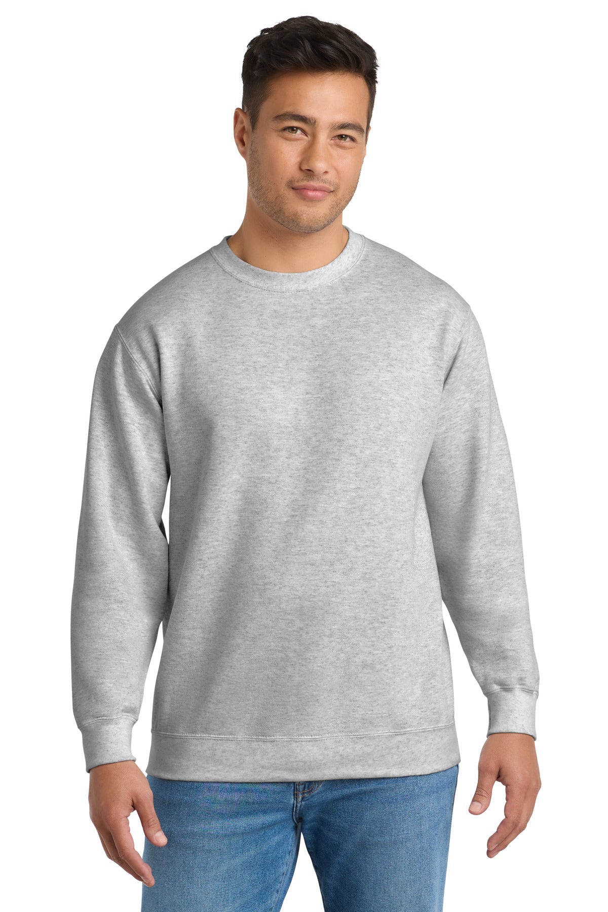 Custom Ash Essential Fleece Crewneck PC90, personalized by SanCanDo Swag in Argyle, TX