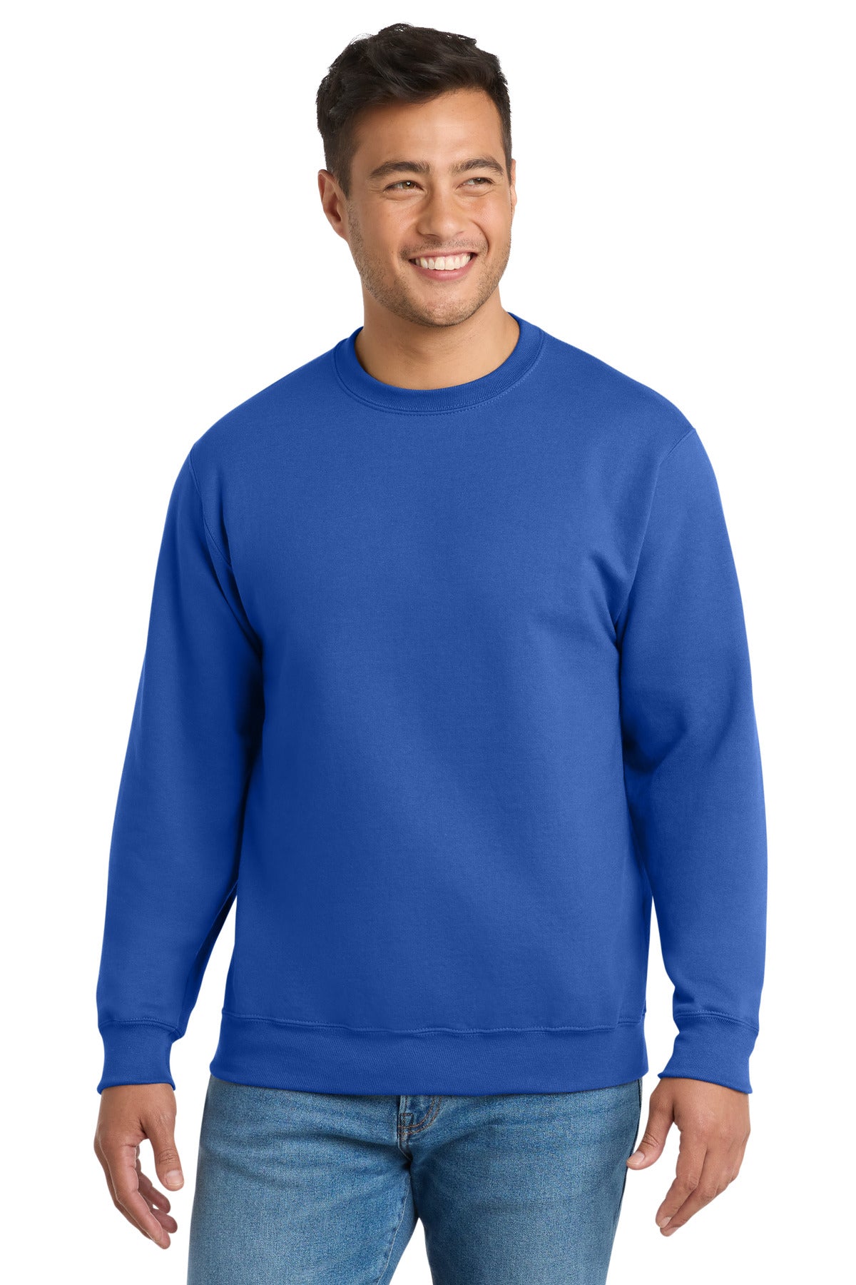 Custom Royal Essential Fleece Crewneck PC90, personalized by SanCanDo Swag in Argyle, TX