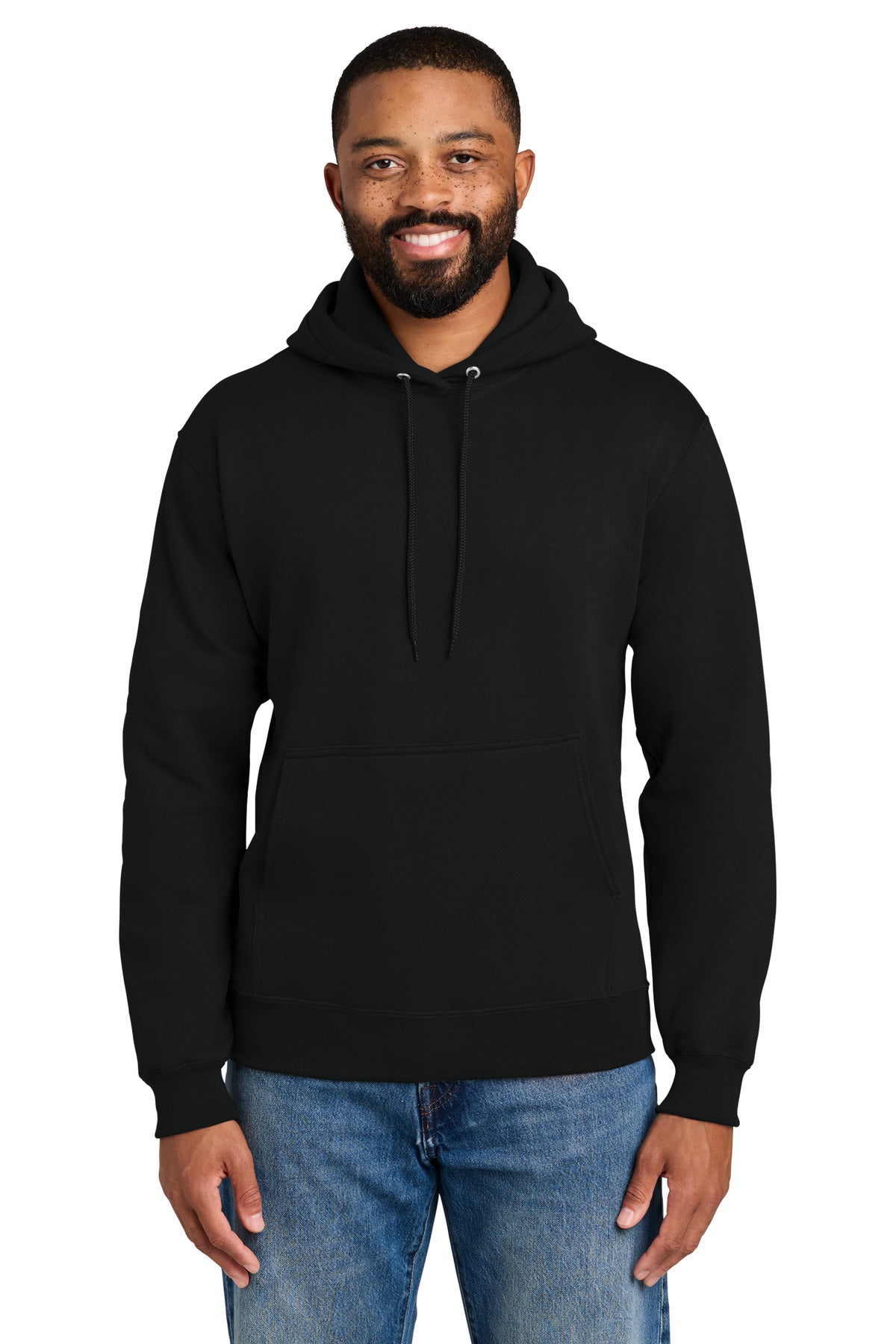 Custom Jet Black Essential Fleece Hoodie PC90H, personalized by SanCanDo Swag in Argyle, TX