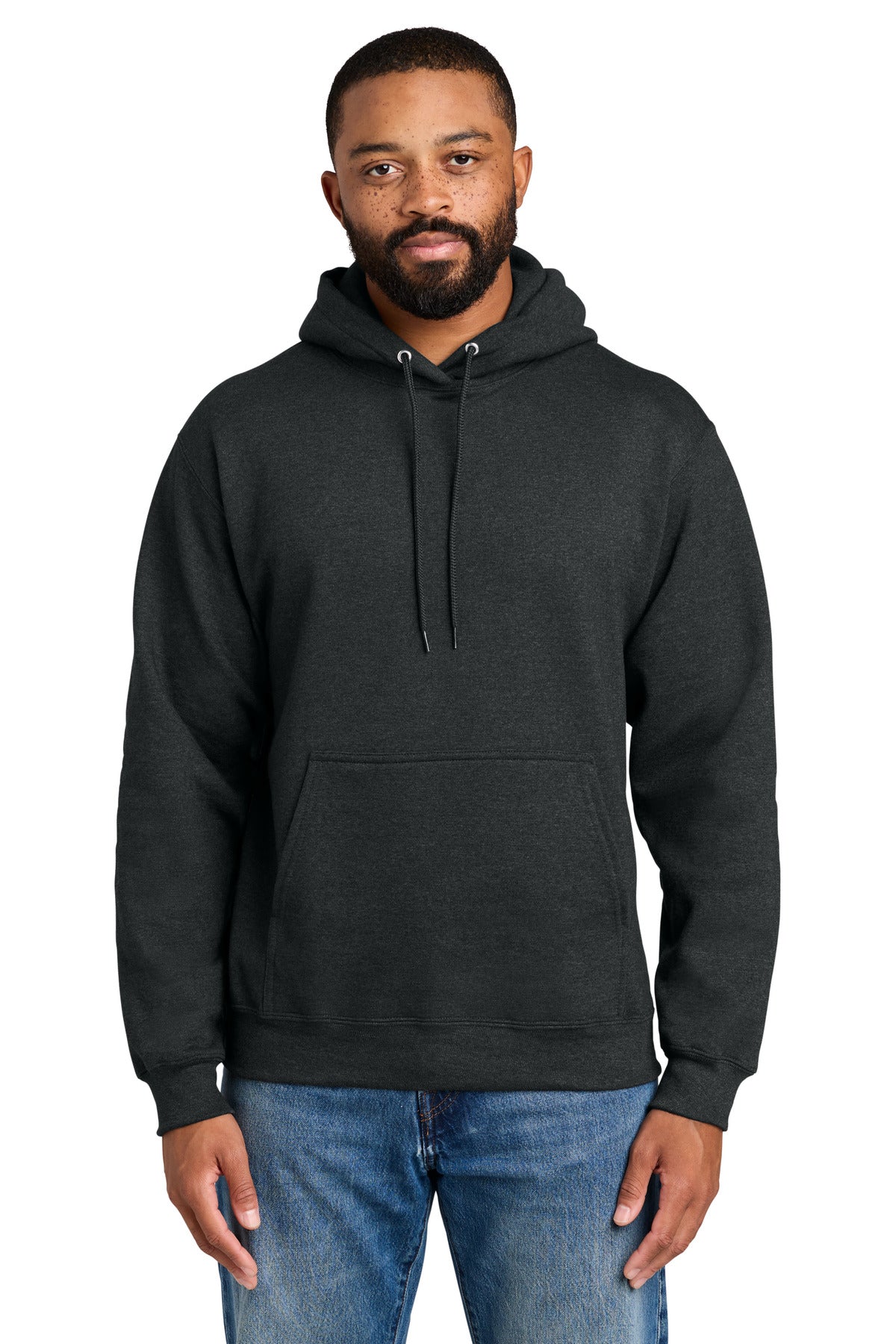 Custom Black Heather Essential Fleece Hoodie PC90H, personalized by SanCanDo Swag in Argyle, TX
