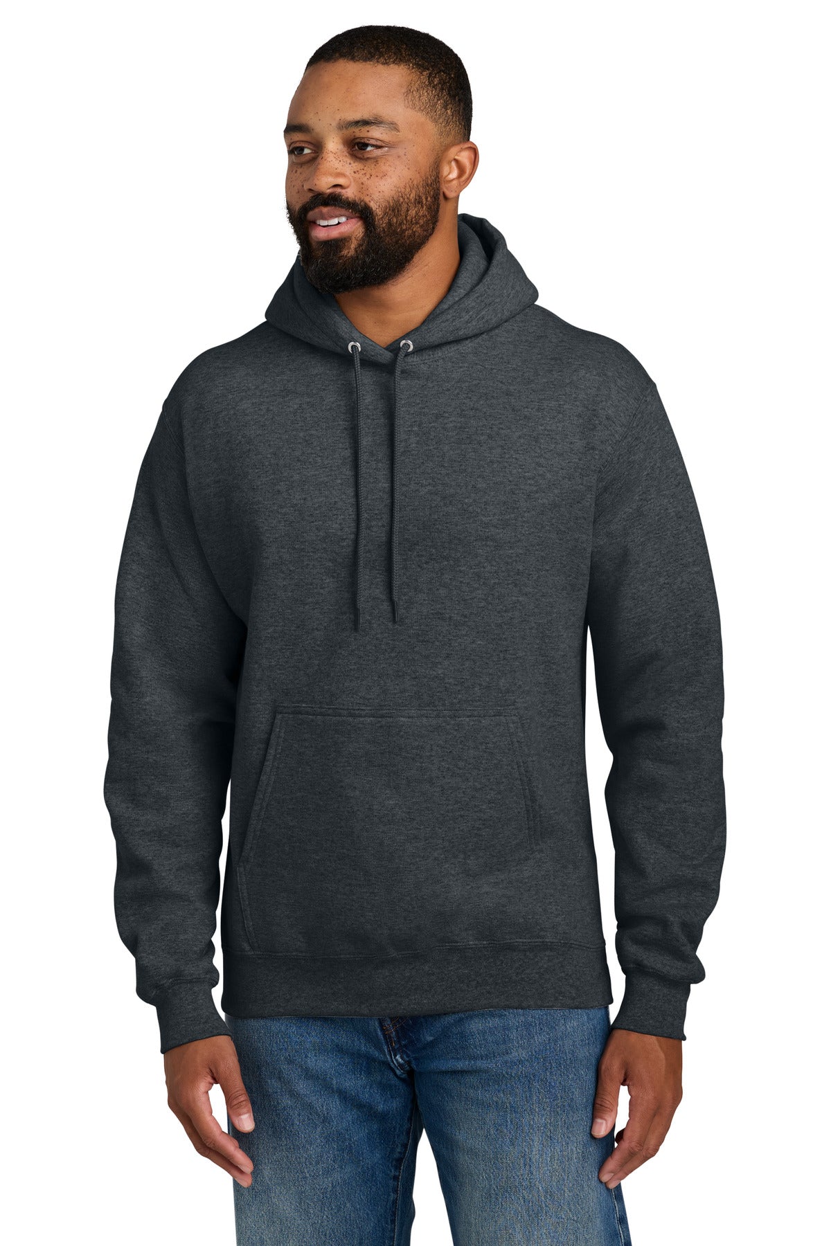 Custom Dark Heather Grey Essential Fleece Hoodie PC90H, personalized by SanCanDo Swag in Argyle, TX