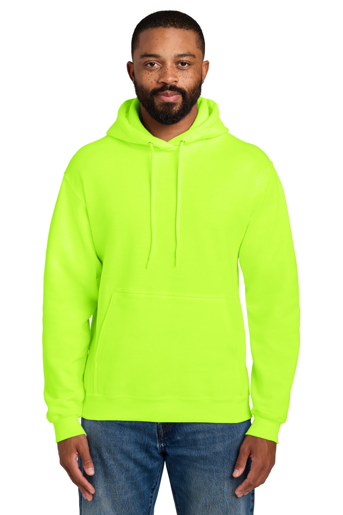 Custom Safety Green Tall Essential Fleece Hoodie PC90HT, personalized by SanCanDo Swag in Argyle, TX