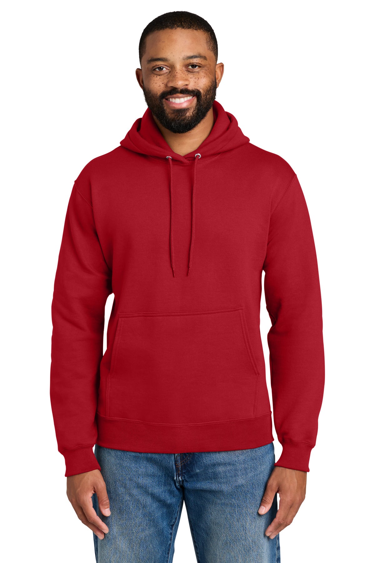 Custom Red Tall Essential Fleece Hoodie PC90HT, personalized by SanCanDo Swag in Argyle, TX