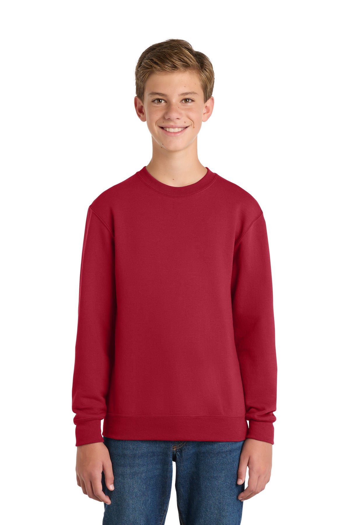 Custom Red Co Core Fleece Crewneck PC90Y, personalized by SanCanDo Swag in Argyle, TX