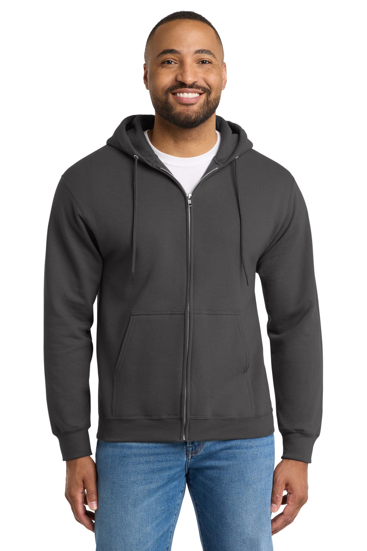 Custom Charcoal Essential Fleece Full-Zip Hoodie PC90ZH, personalized by SanCanDo Swag in Argyle, TX
