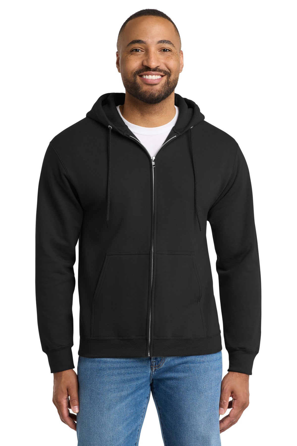 Custom Jet Black Essential Fleece Full-Zip Hoodie PC90ZH, personalized by SanCanDo Swag in Argyle, TX