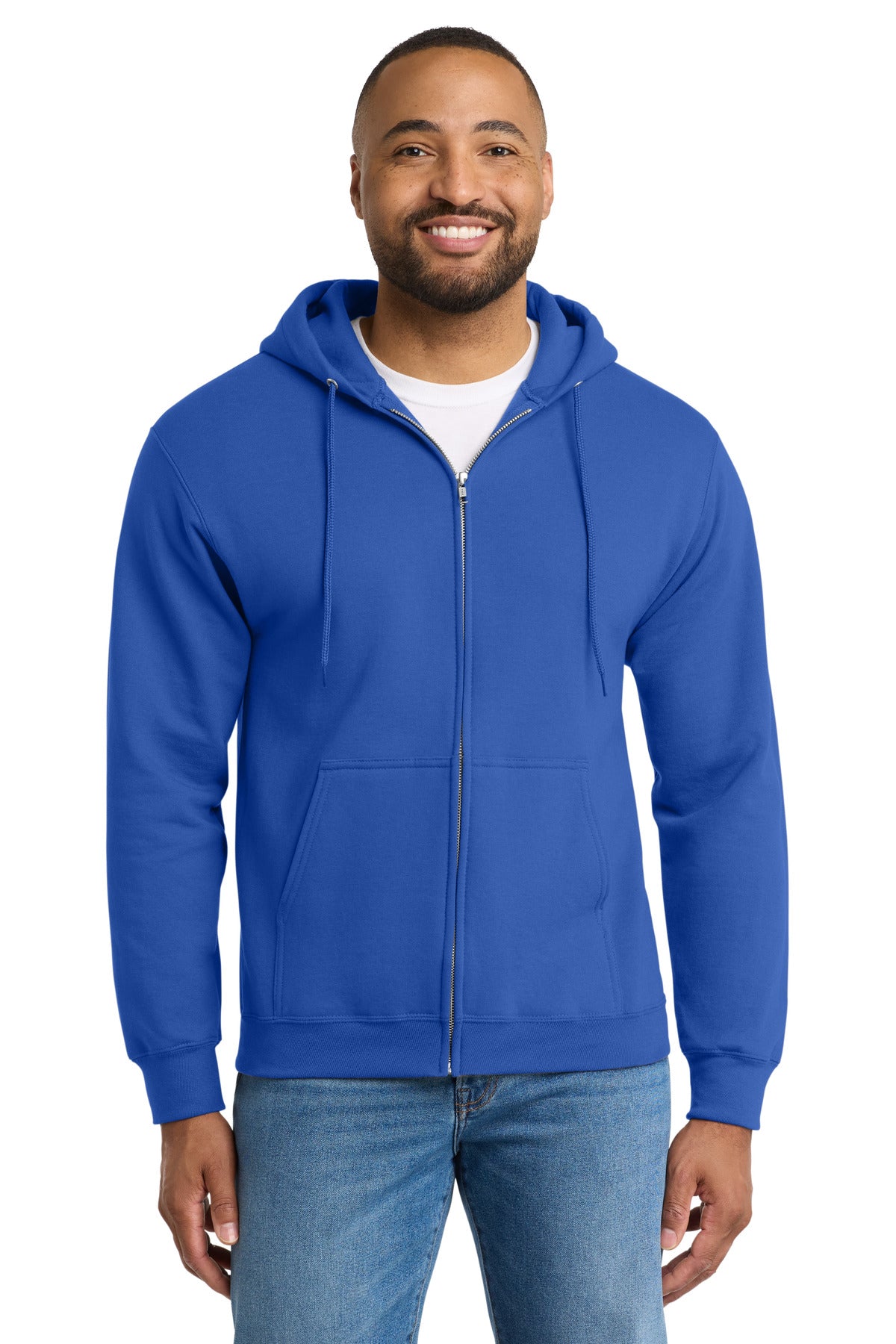 Custom Royal Essential Fleece Full-Zip Hoodie PC90ZH, personalized by SanCanDo Swag in Argyle, TX