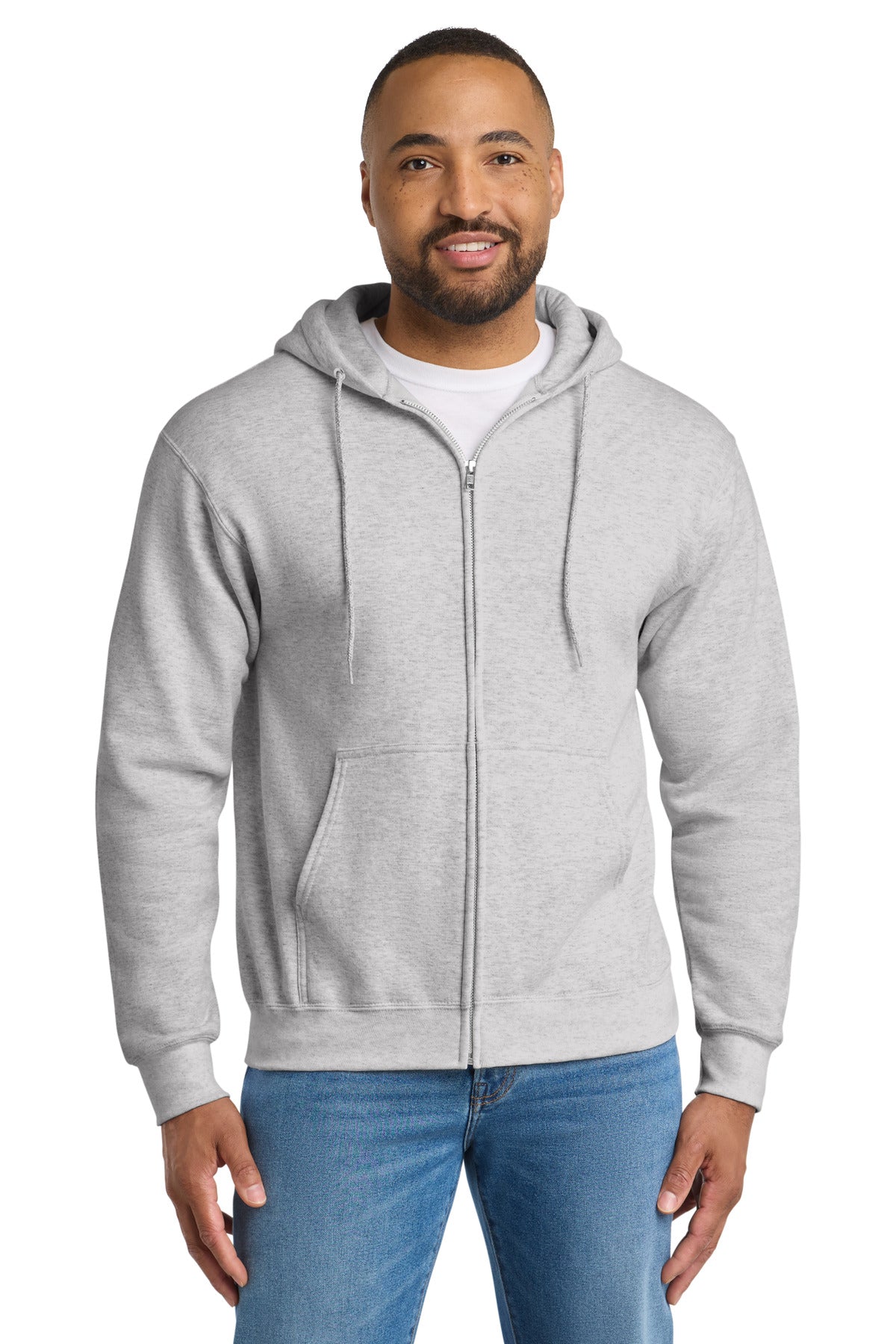 Custom Ash Tall Essential Fleece Full-Zip Hoodie PC90ZHT, personalized by SanCanDo Swag in Argyle, TX