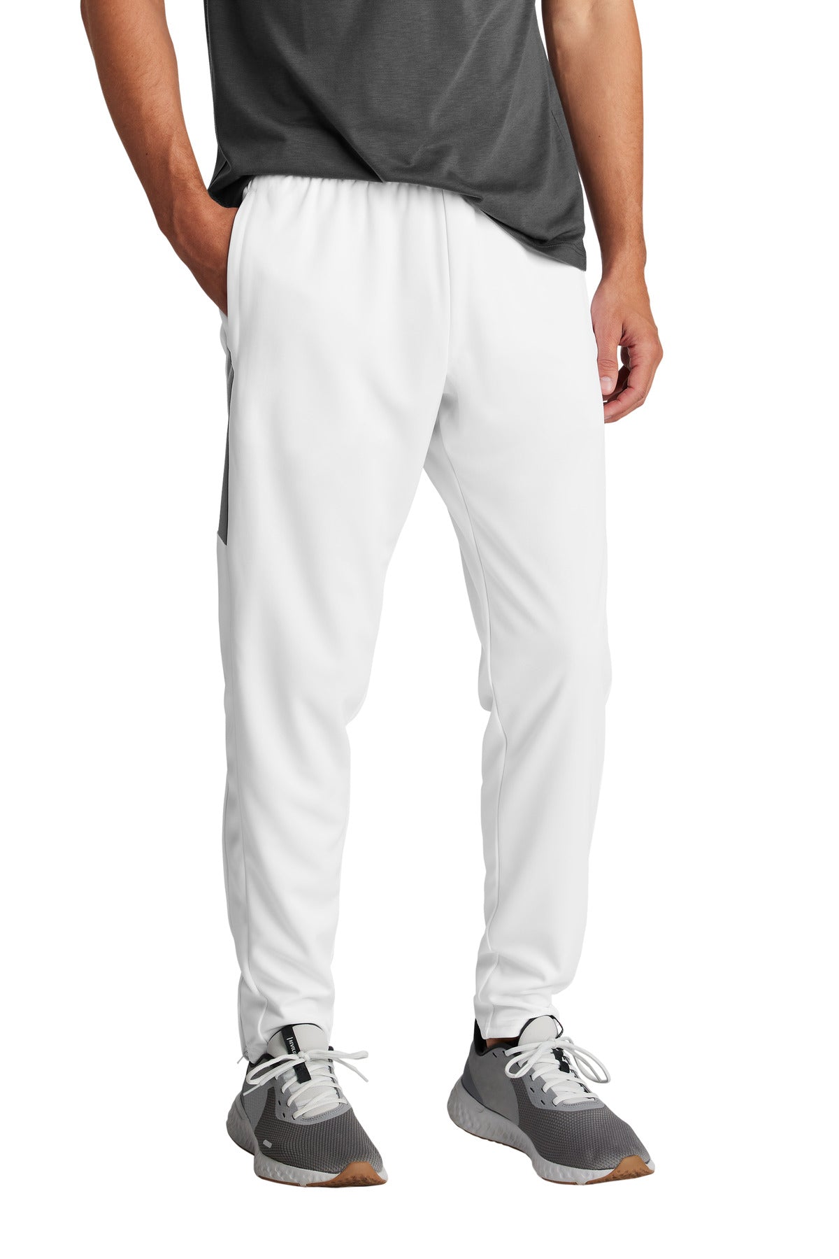 Custom White/ Iron Grey Travel Pant PST800, personalized by SanCanDo Swag in Argyle, TX