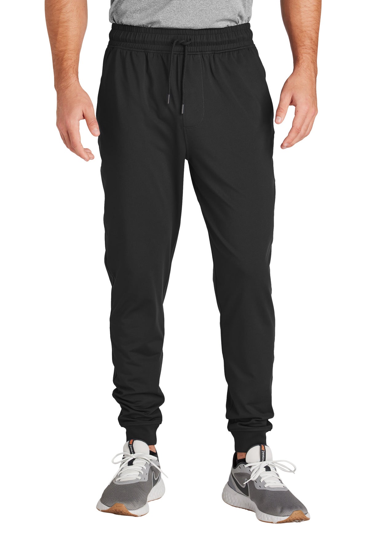 Custom Black Sport-Wick Stretch Jogger PST858, personalized by SanCanDo Swag in Argyle, TX