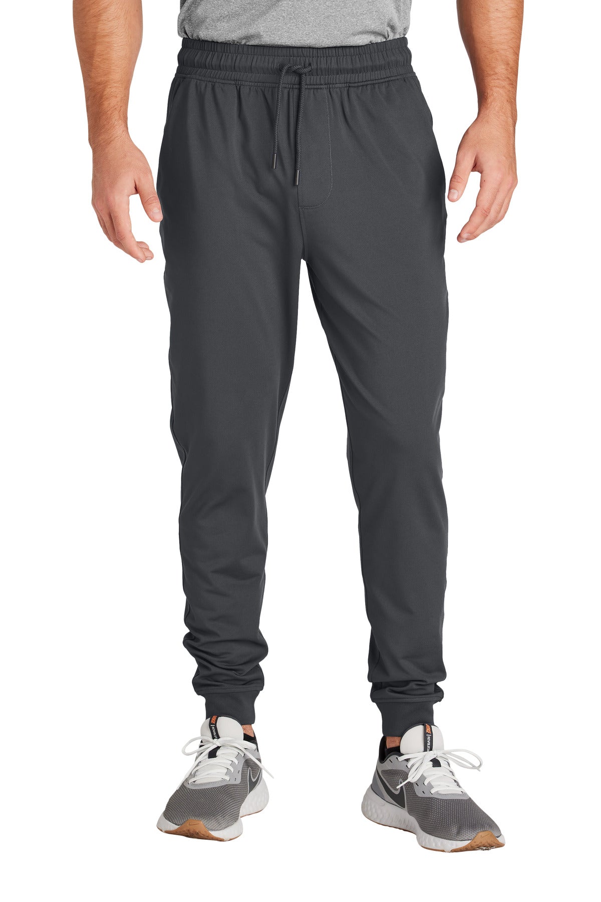 Custom Charcoal Grey Sport-Wick Stretch Jogger PST858, personalized by SanCanDo Swag in Argyle, TX