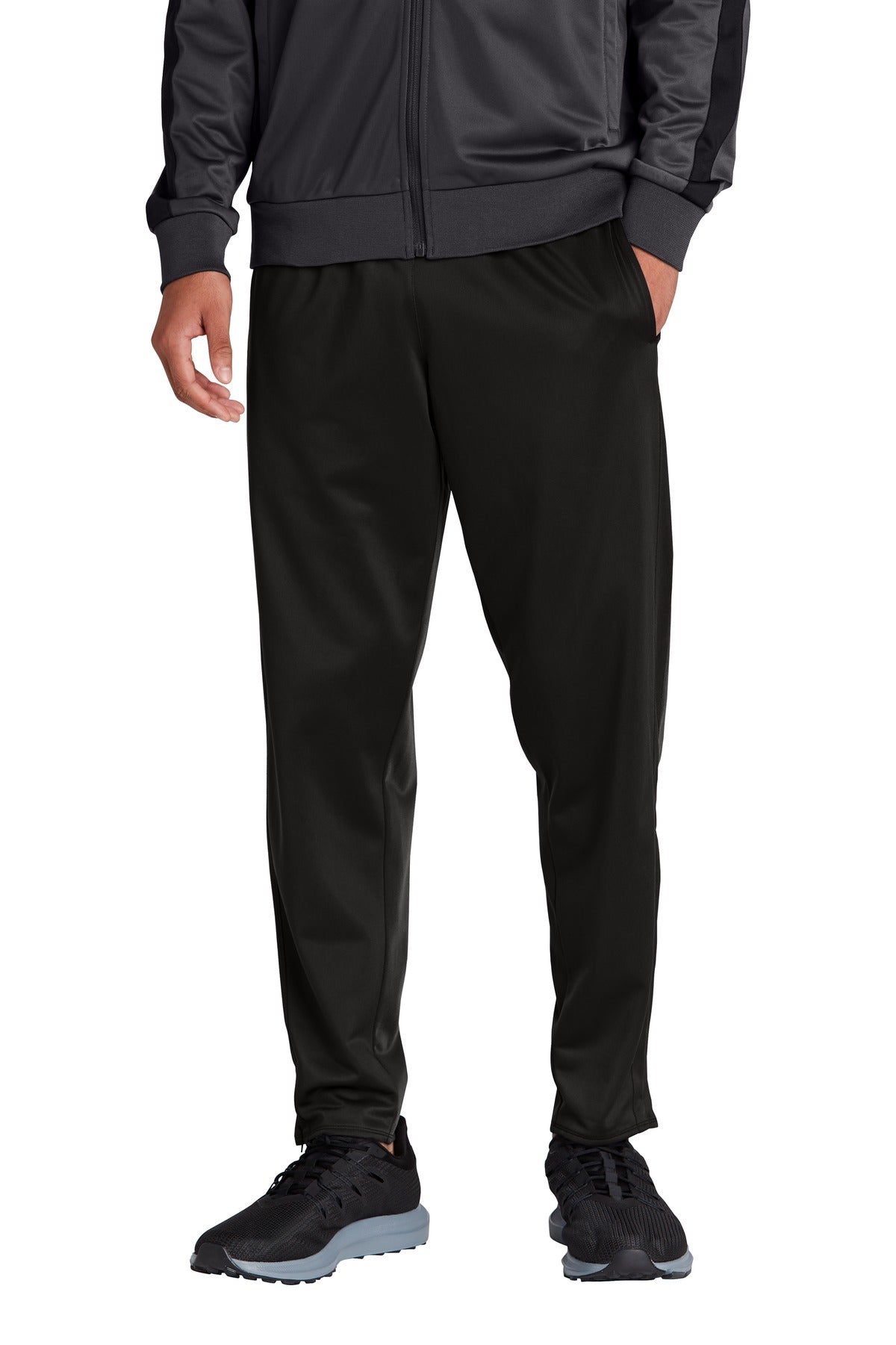 Custom Black Tricot Track Jogger PST95, personalized by SanCanDo Swag in Argyle, TX